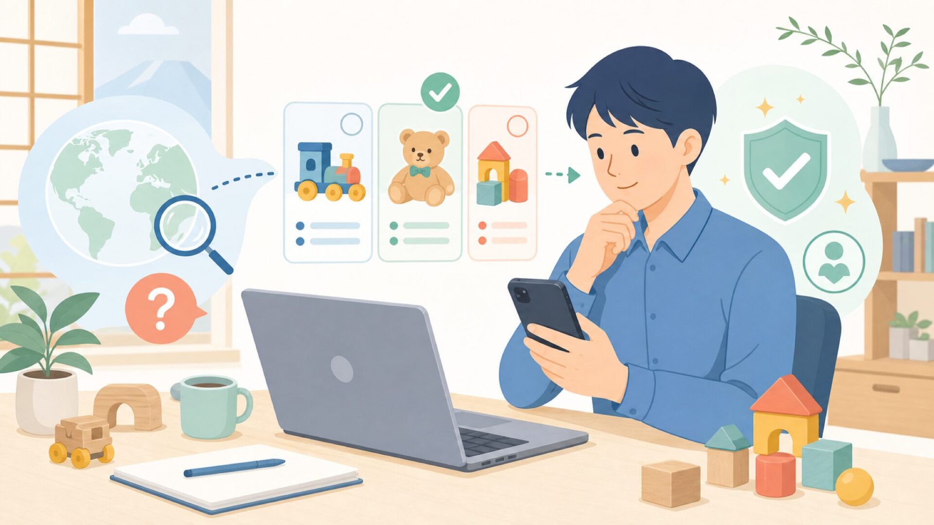 Tooky Toyはどこの国のブランドか、会社情報を整理するを表すイラスト