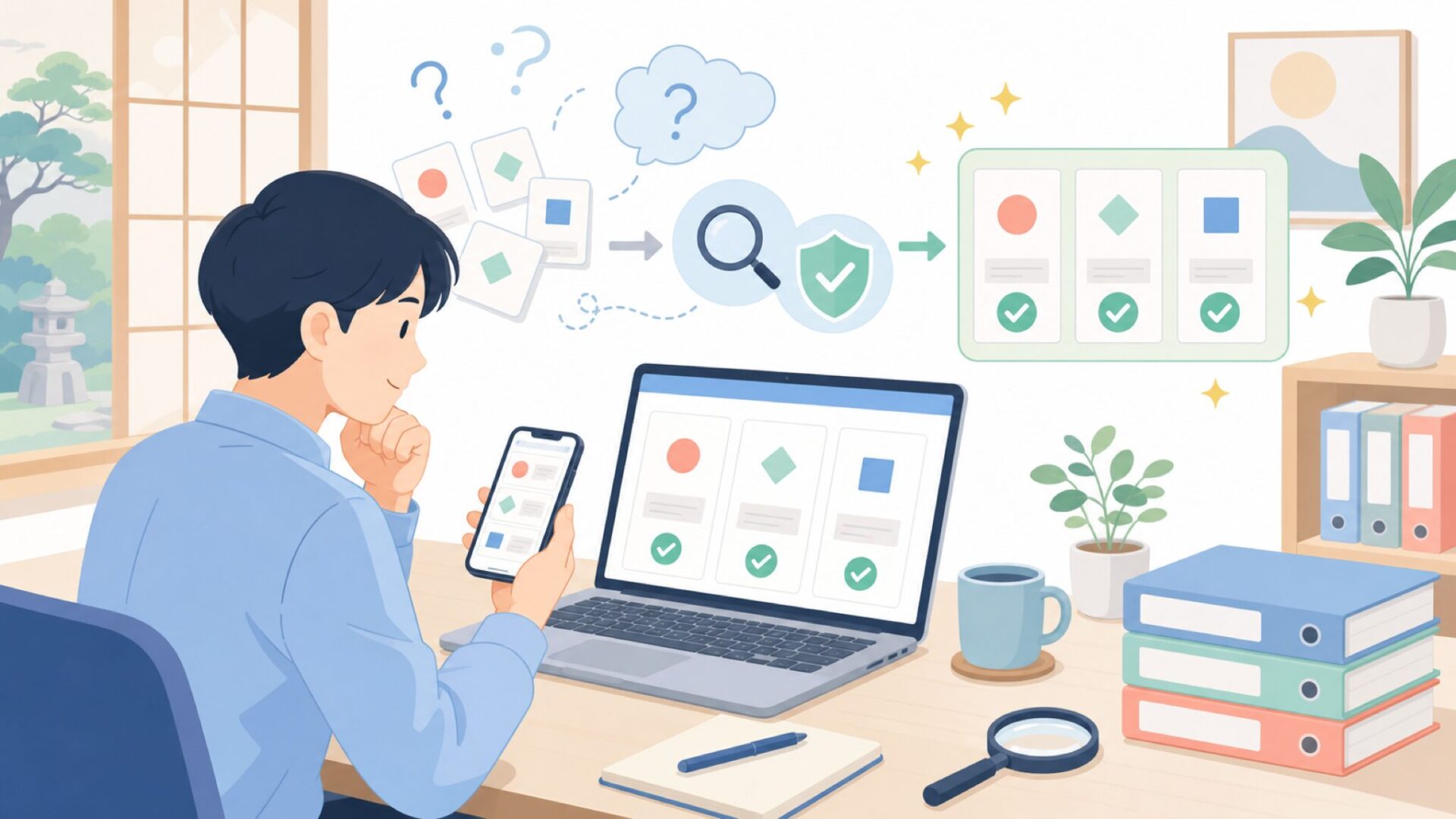 似た名前のブランドと混同していないか整理を表すイラスト