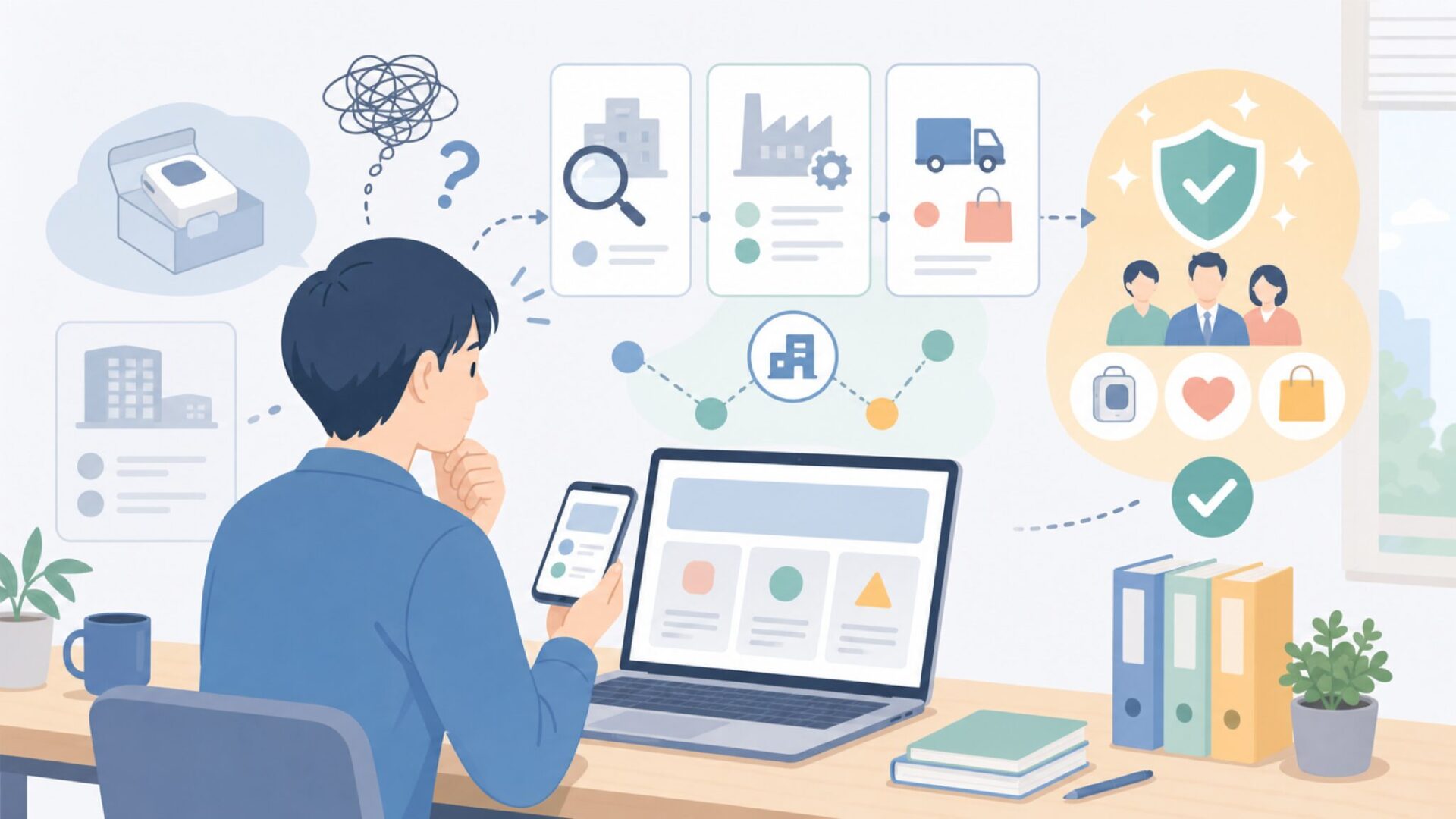 GooDeeを運営する会社の概要を整理を表すイラスト