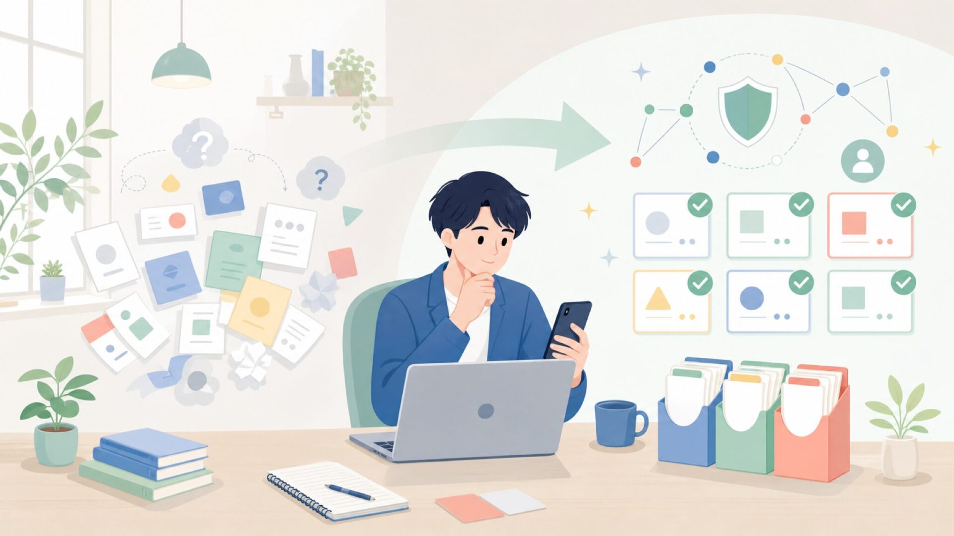 会社概要として見るときの整理ポイントを表すイラスト