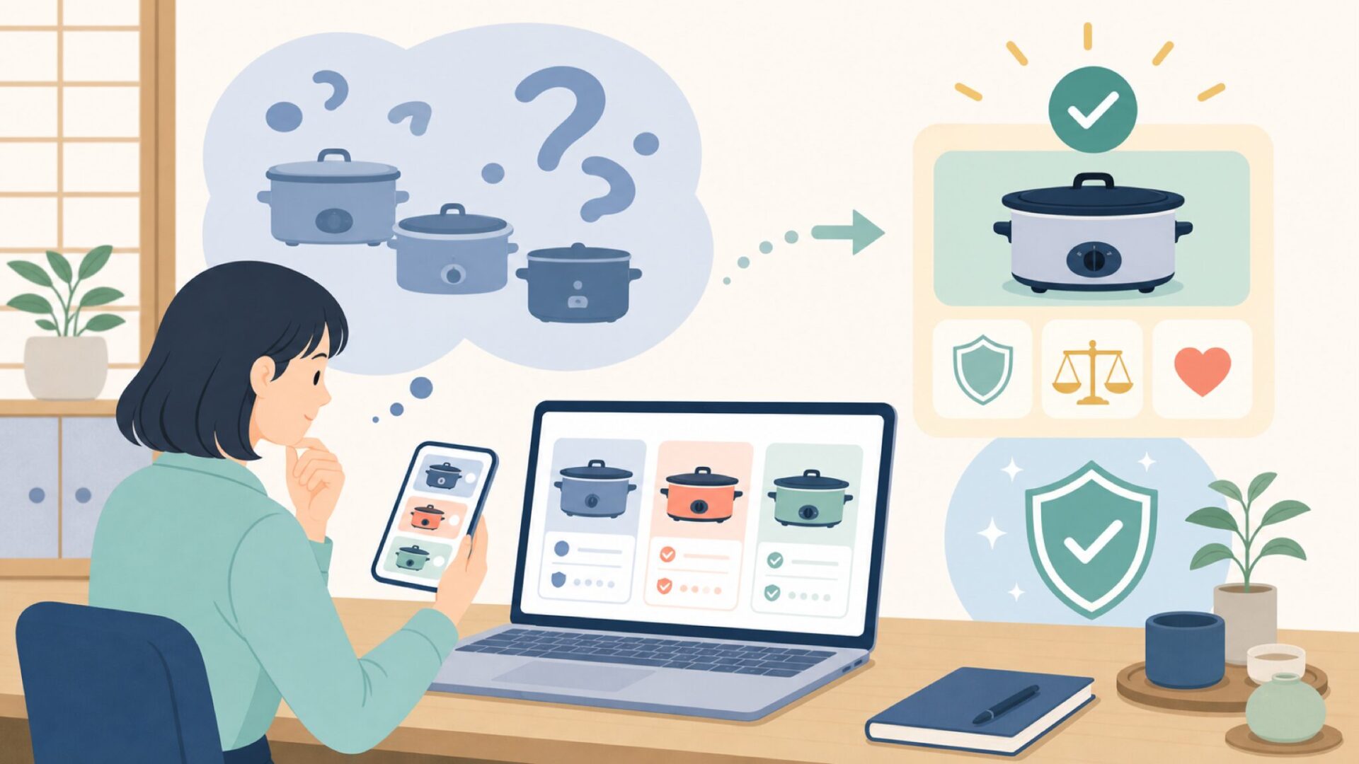 Crock-Potとスロークッカーの関係を一度で整理するを表すイラスト