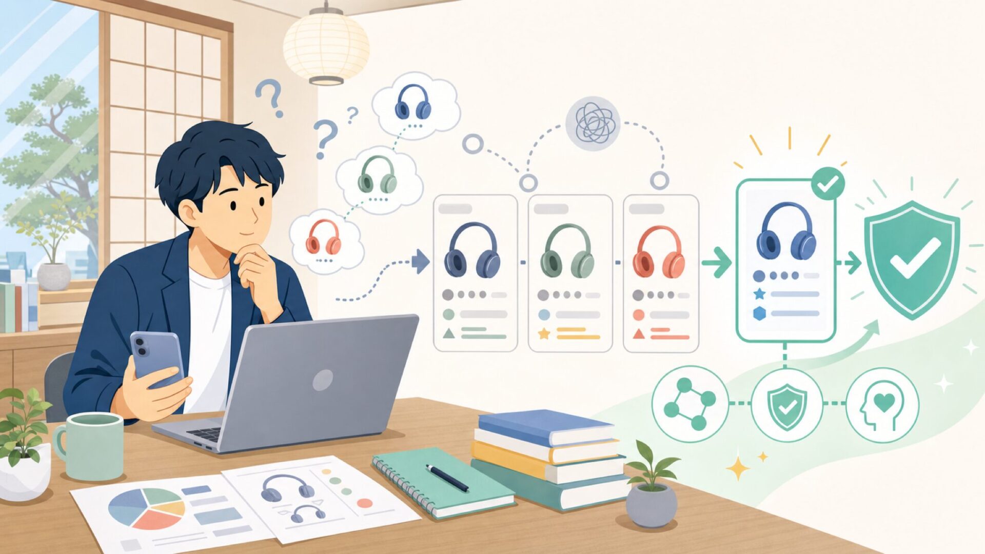 中国系格安オーディオブランドとの違いを整理するを表すイラスト