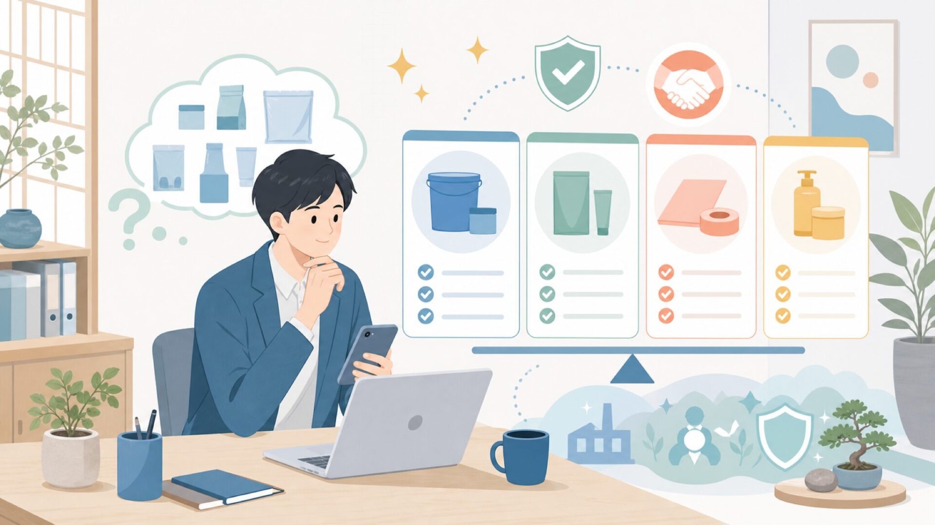 DEKOPROの主力製品ラインナップを整理するを表すイラスト
