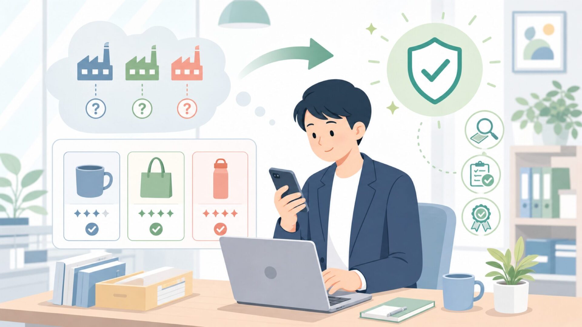 中国製への不安を解消する品質の実態を表すイラスト