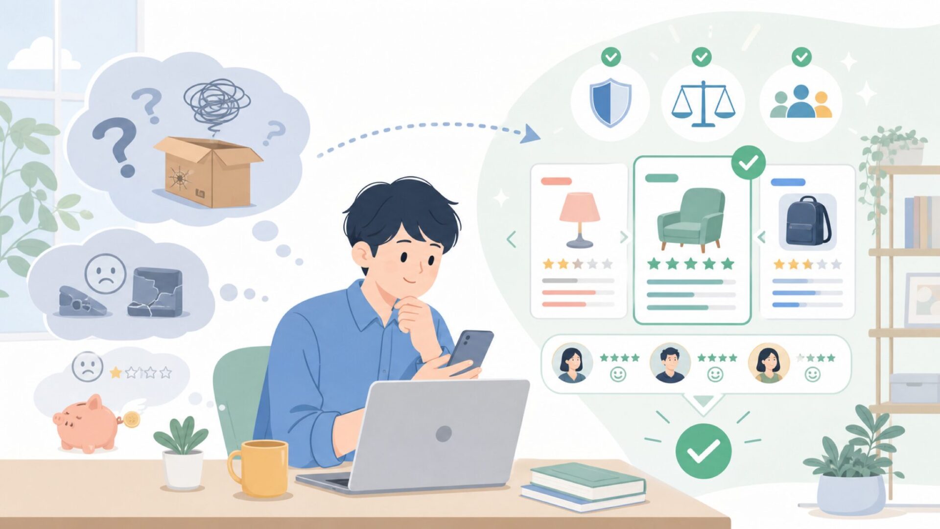 SimPureの品質と口コミを実際に調べた結果を表すイラスト