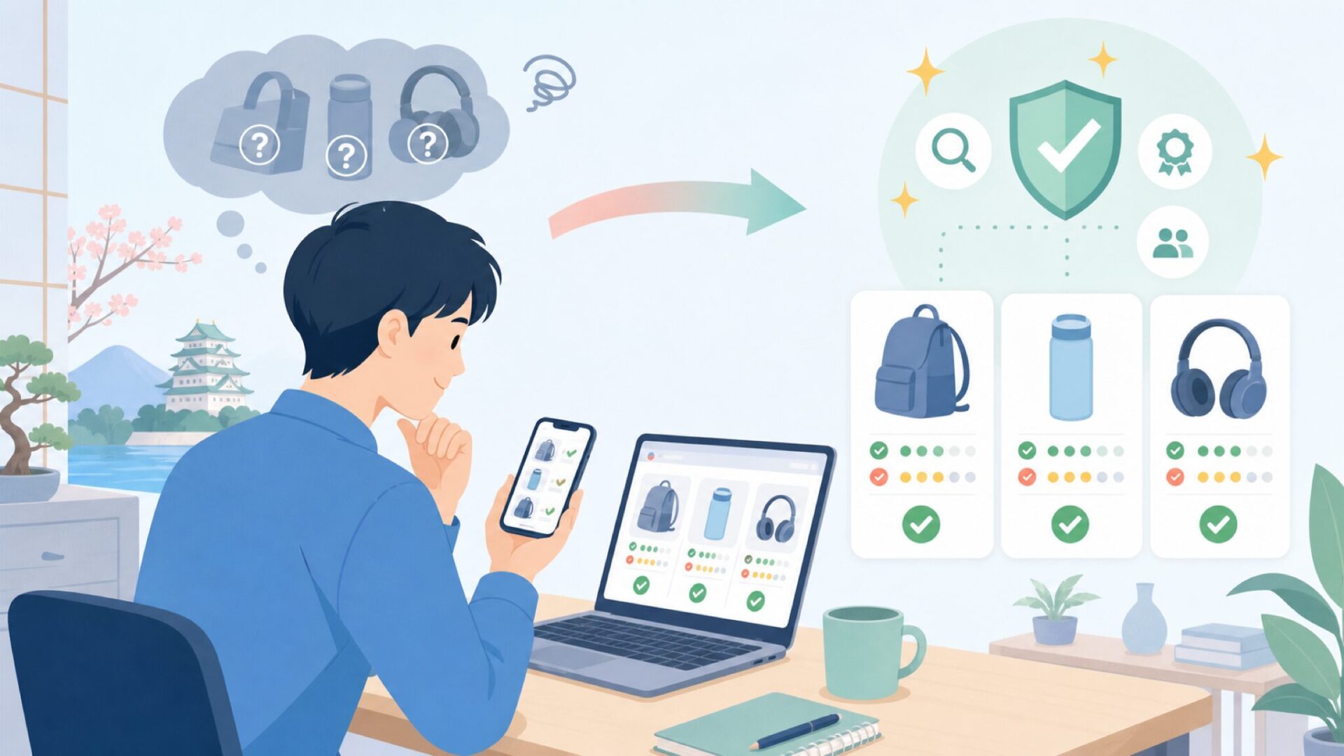 Stouchi製品の品質——中国製への先入観と実際の水準を表すイラスト