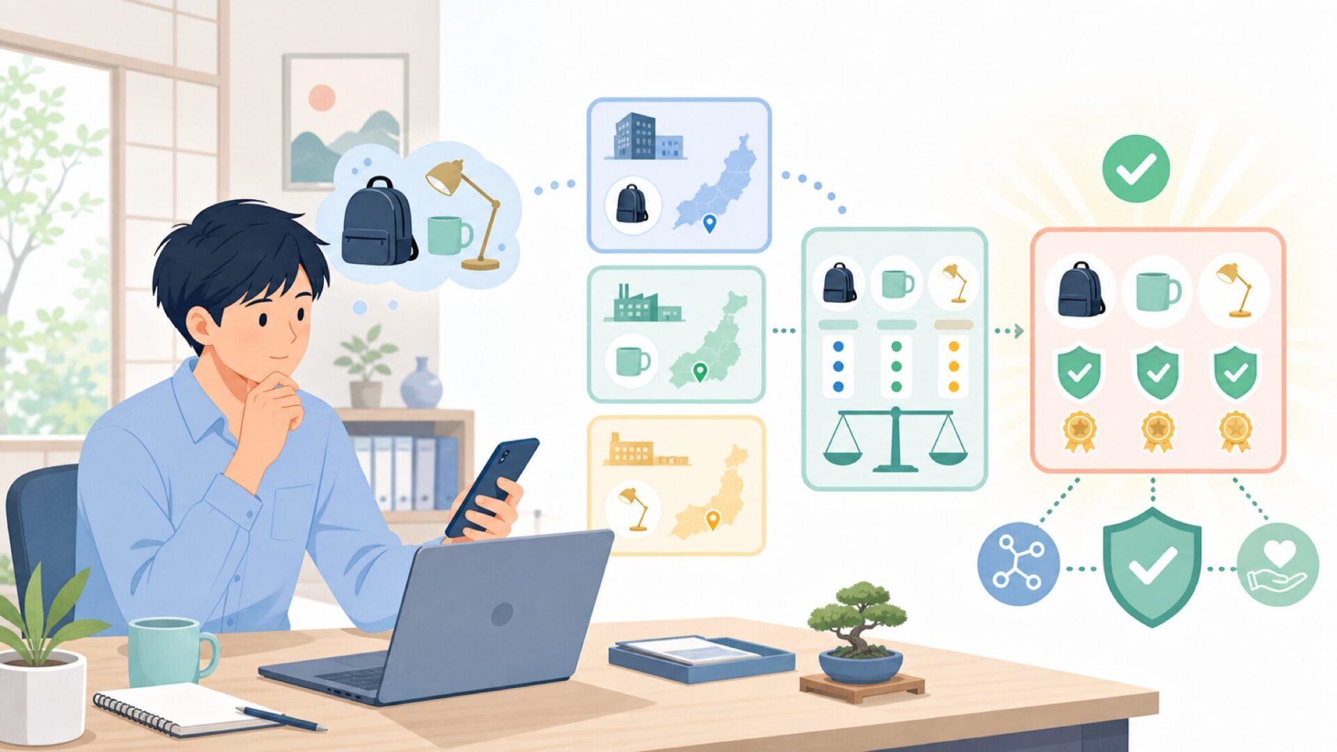 製造国はどこ?本社所在国との違いと品質を表すイラスト