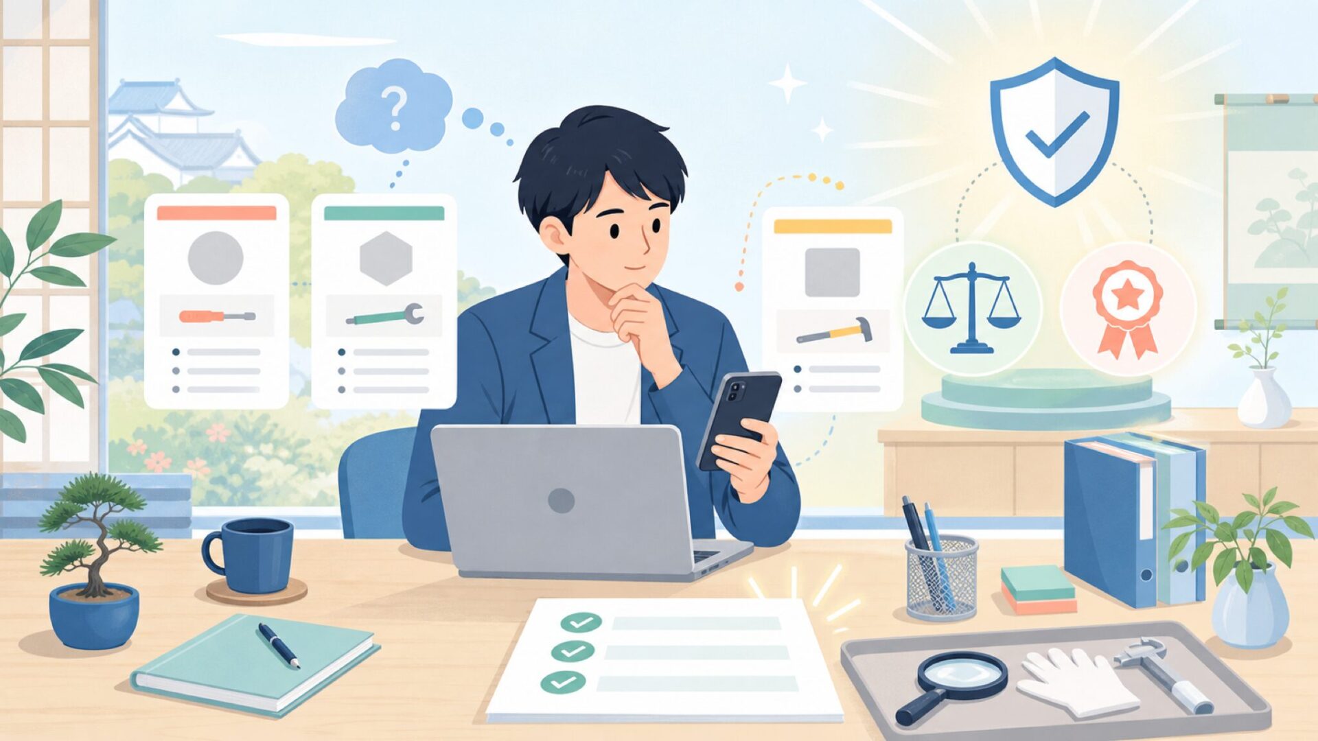 General Toolsは信頼できる？品質を見極める3つの視点を表すイラスト
