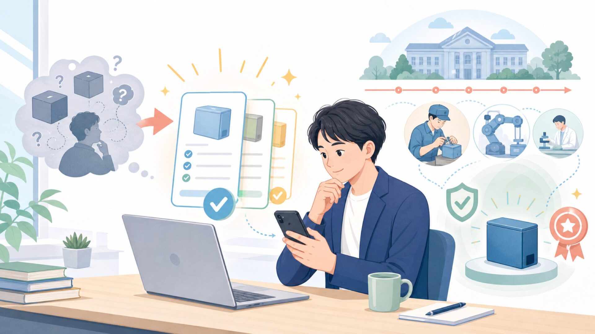 100年の歴史が品質の裏付けになる理由を表すイラスト