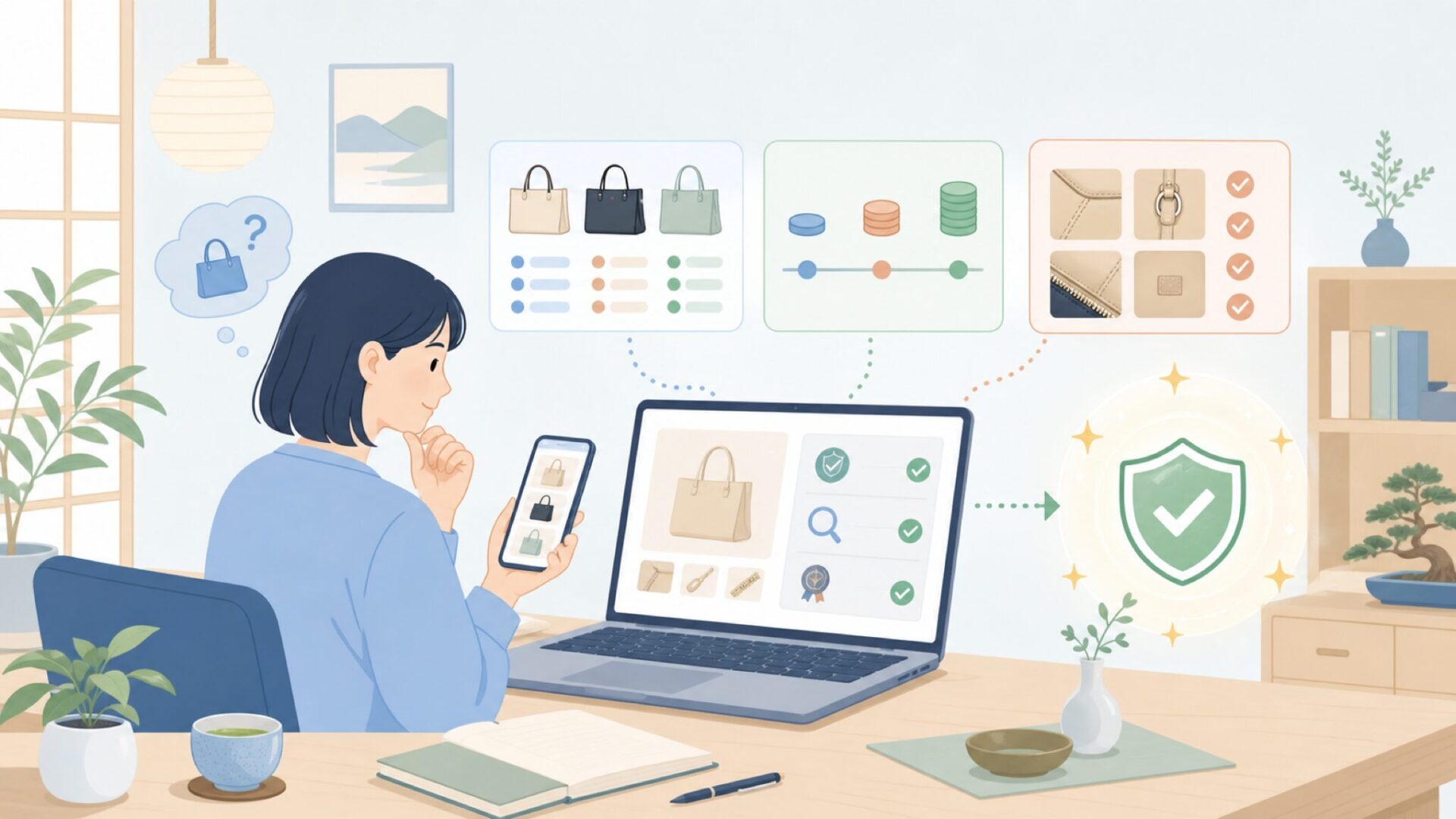 FOLNUAの品質・価格帯と正規品の見分け方を表すイラスト