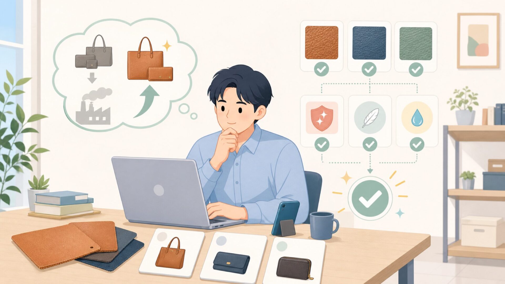 Katteeの素材と品質は価格に見合うのかを表すイラスト