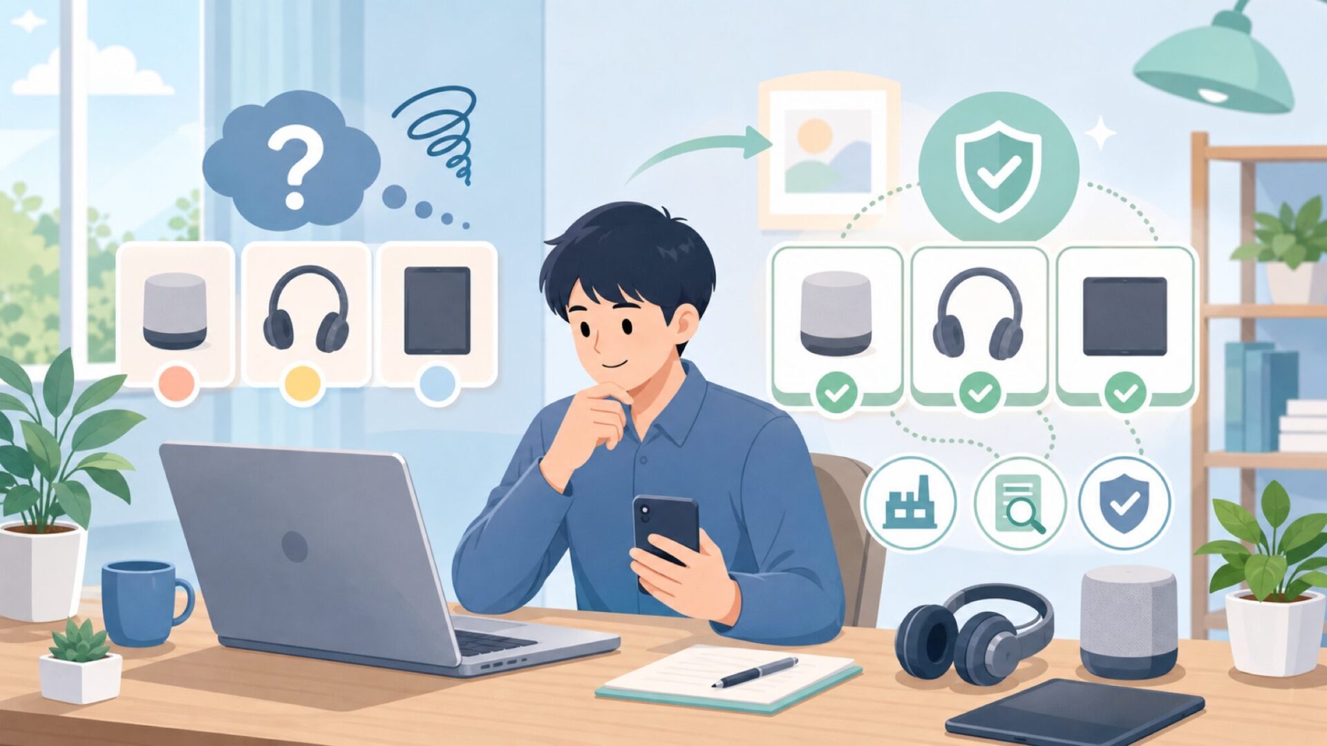 「中国製？」という不安を解消する品質・安全の根拠を表すイラスト