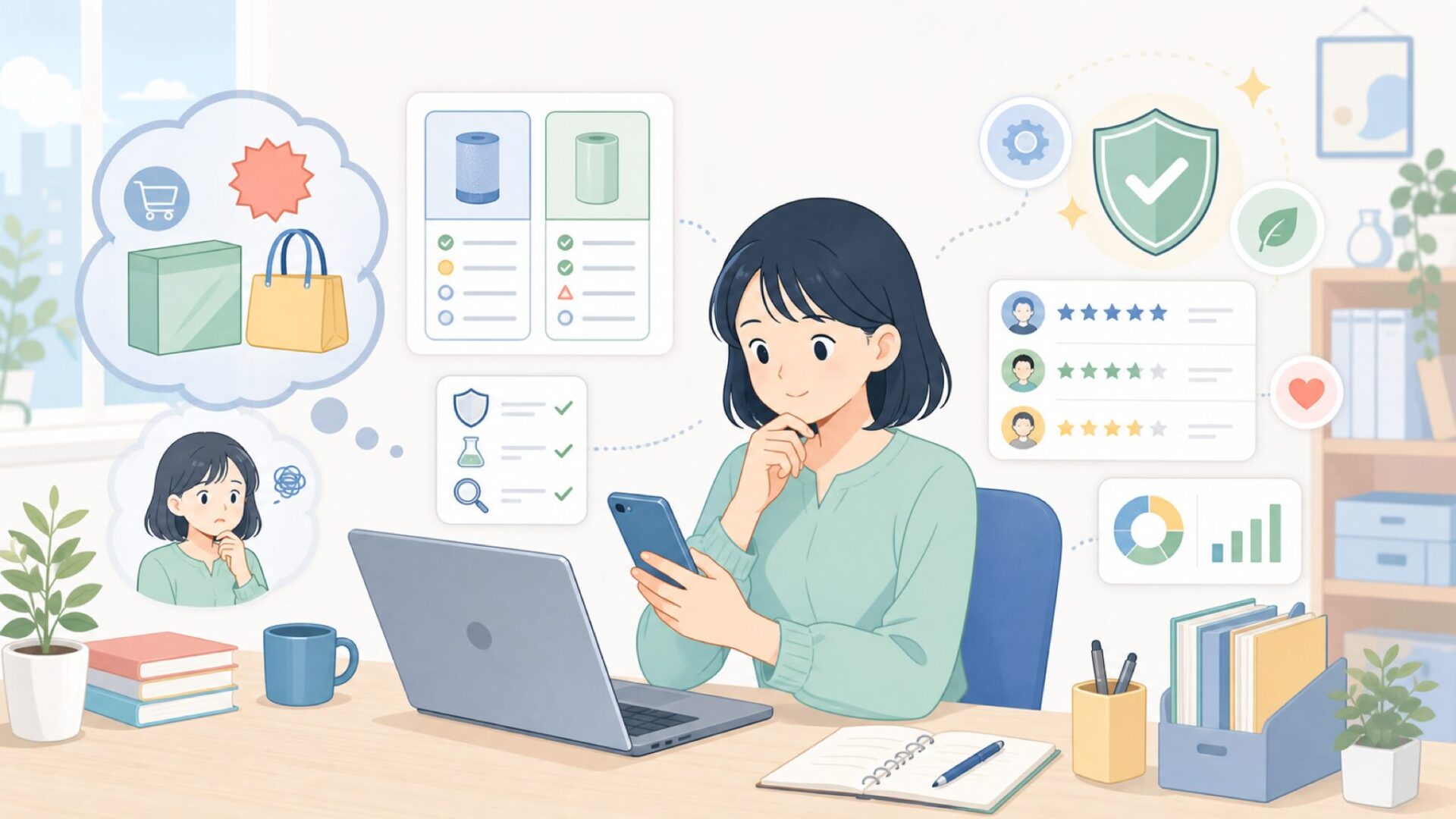 品質と安全性はどう判断する？EU基準と口コミから読み解くを表すイラスト