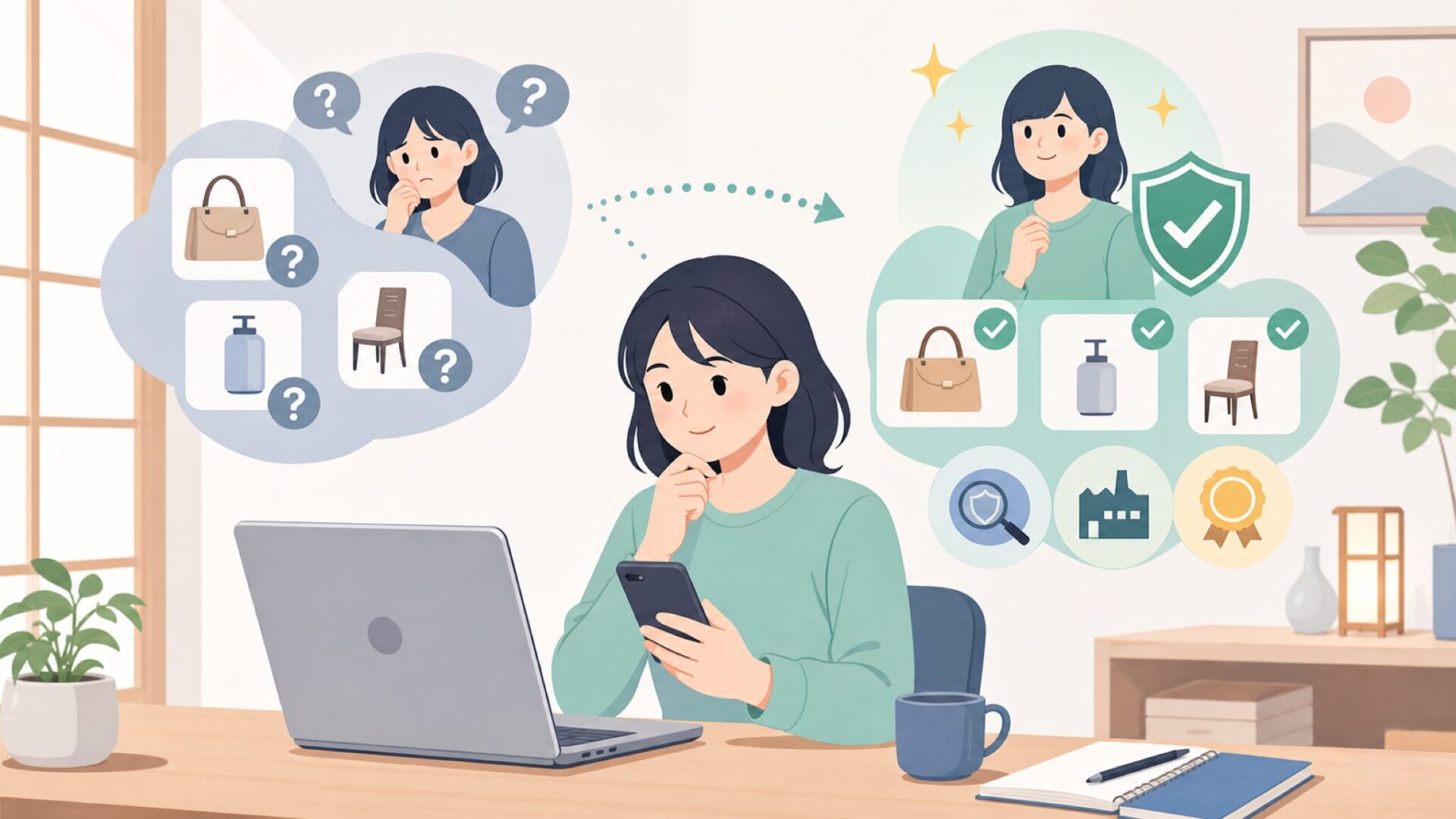 中国製への不安を解消する根拠：品質はどこまで信頼できるかを表すイラスト