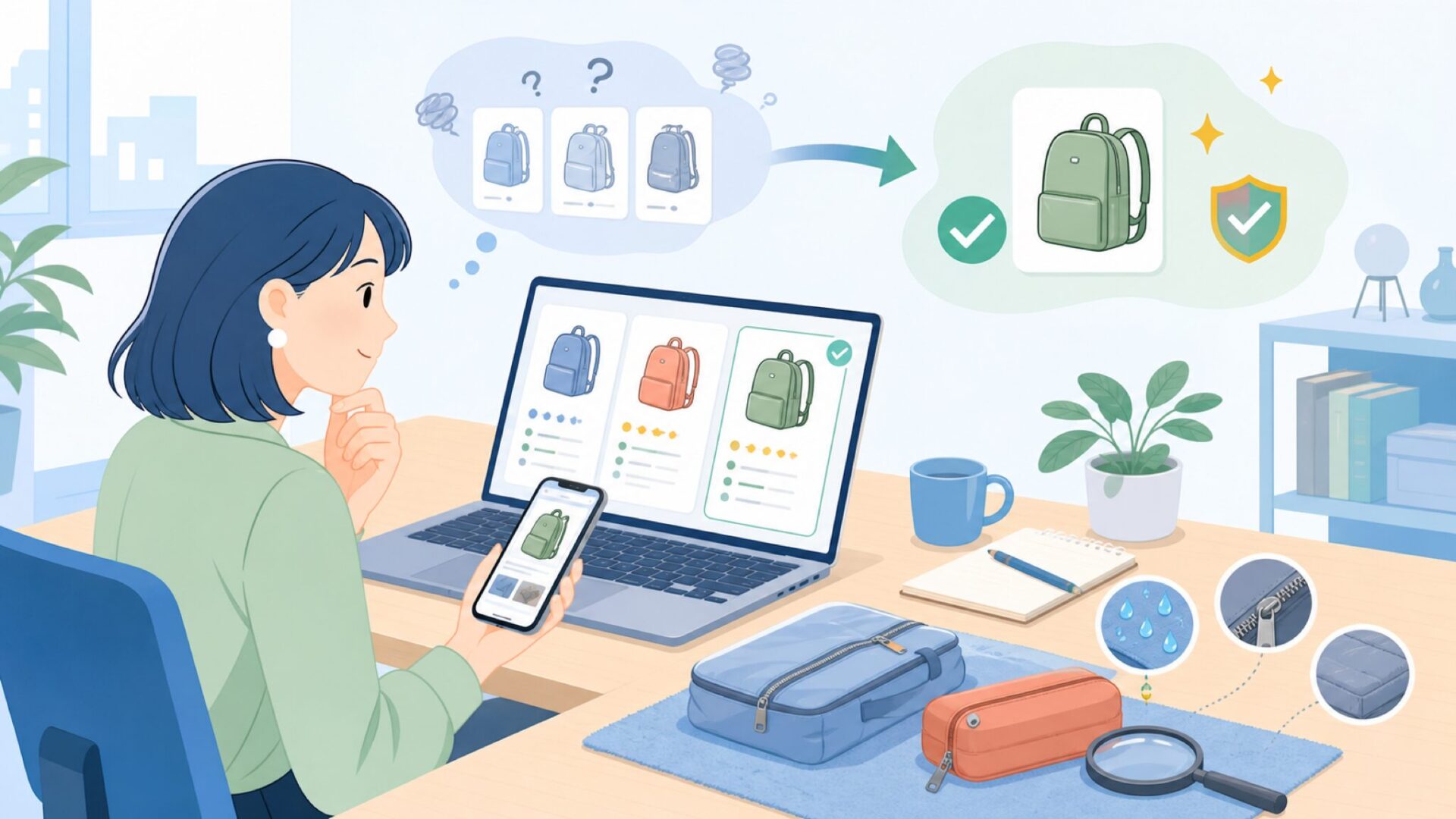 製品は本当に使えるか？品質と耐久性を深掘りするを表すイラスト