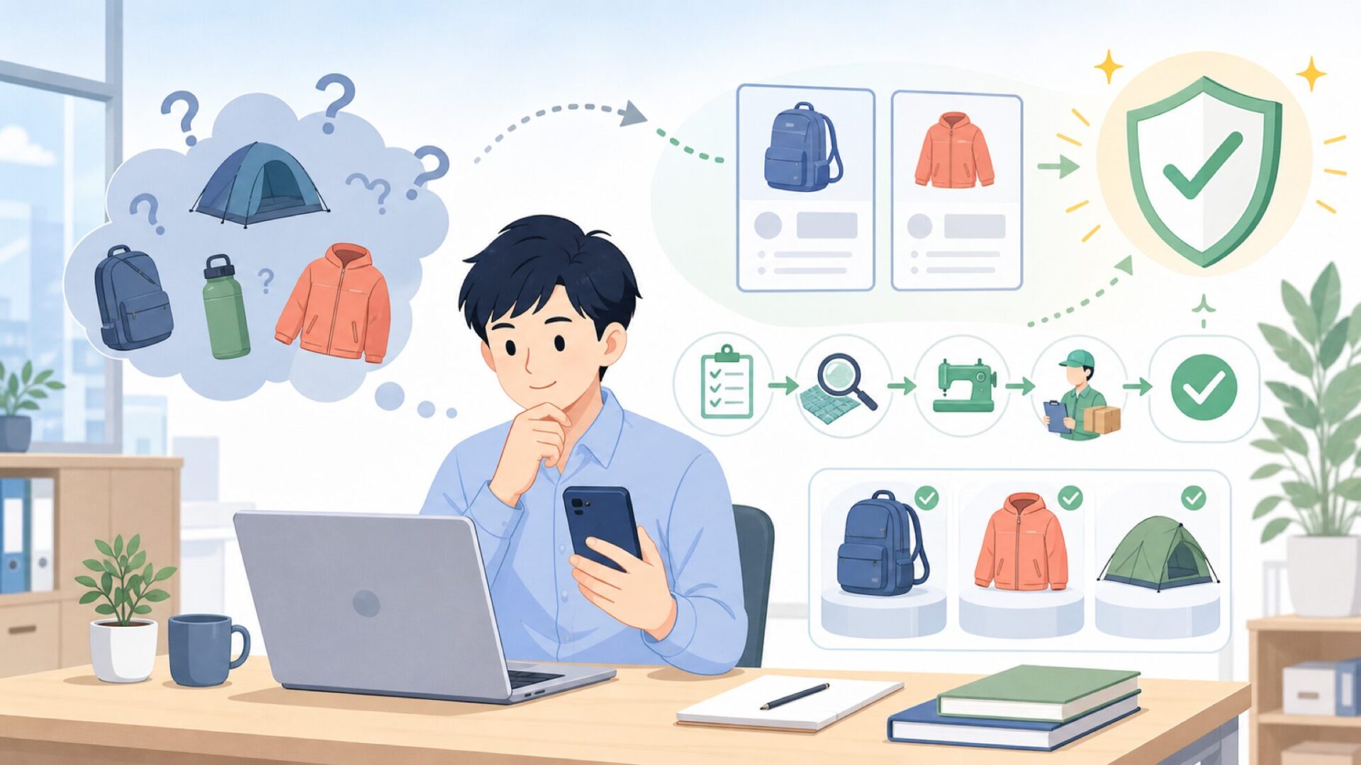 「中国製だから不安」を覆すG4Free品質の仕組みを表すイラスト