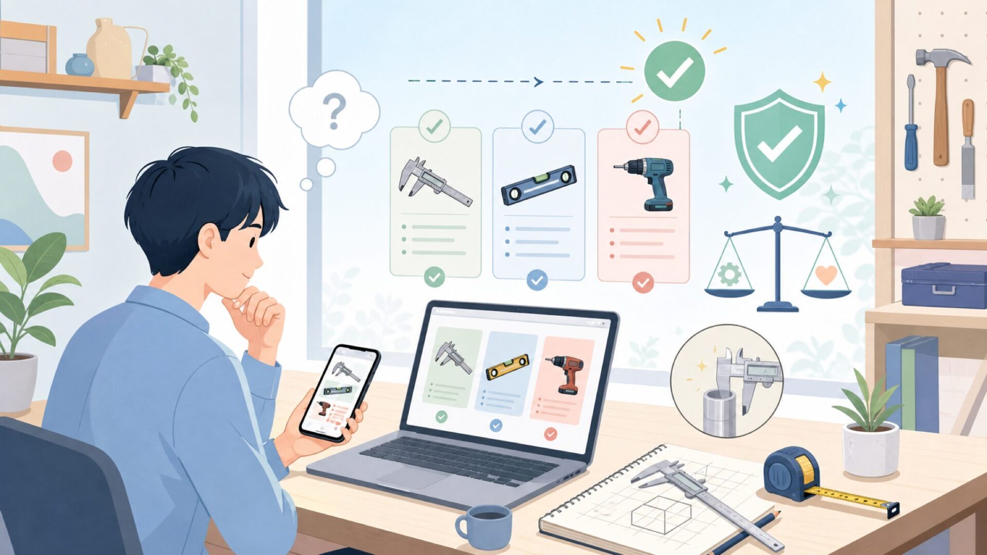 日本製の品質と精度は現場・DIYで信頼できる?を表すイラスト