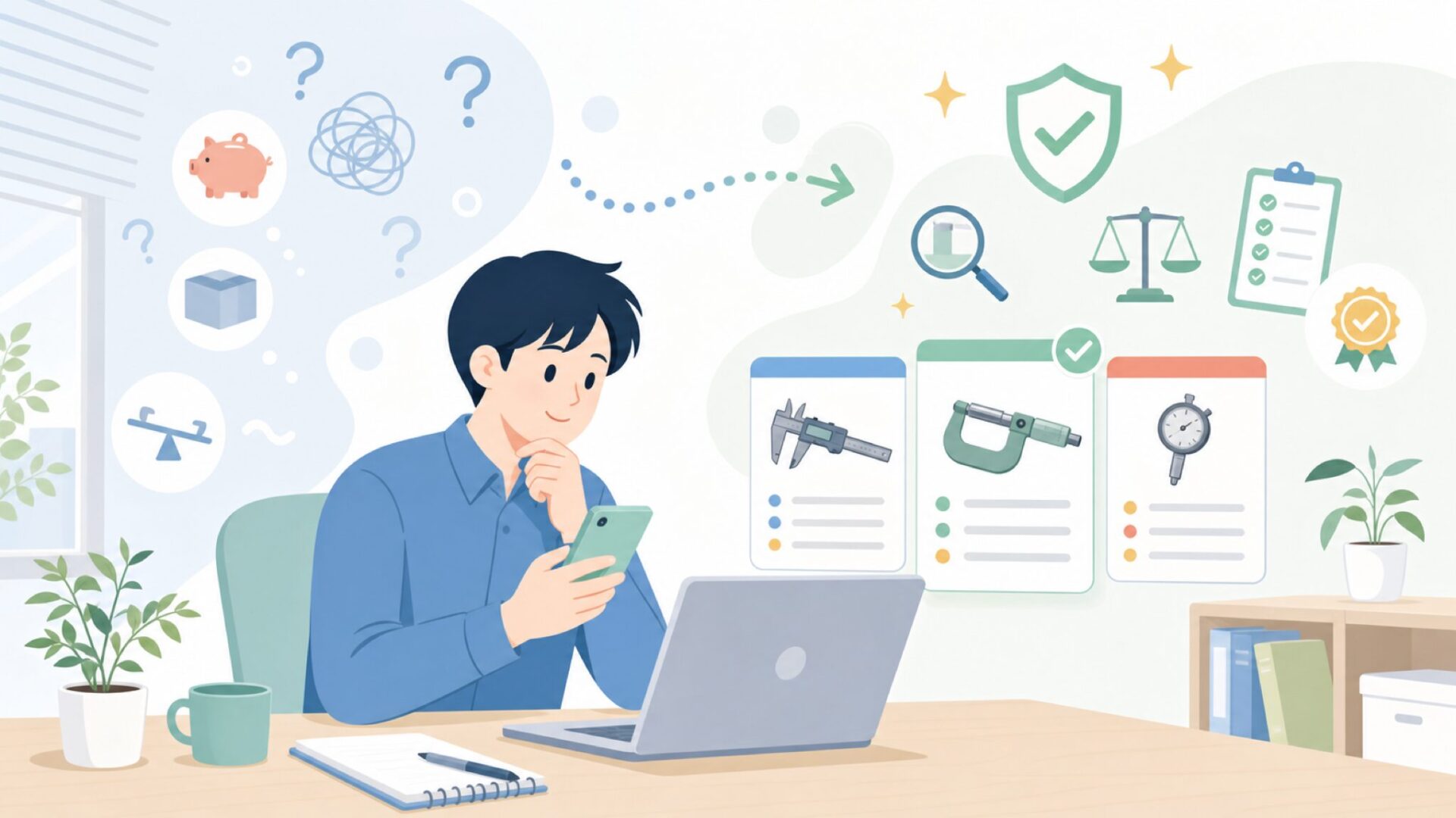 なぜDasquaは安い?価格の理由と品質を信じてよい根拠を表すイラスト
