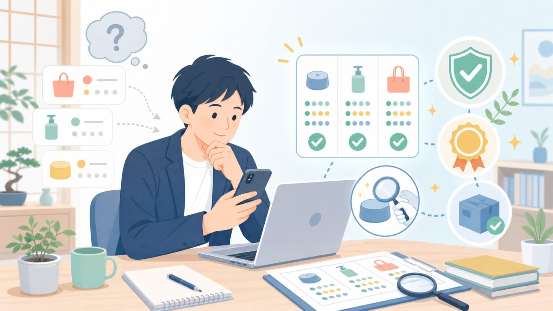安全性・品質・保証は信頼できるのかを表すイラスト