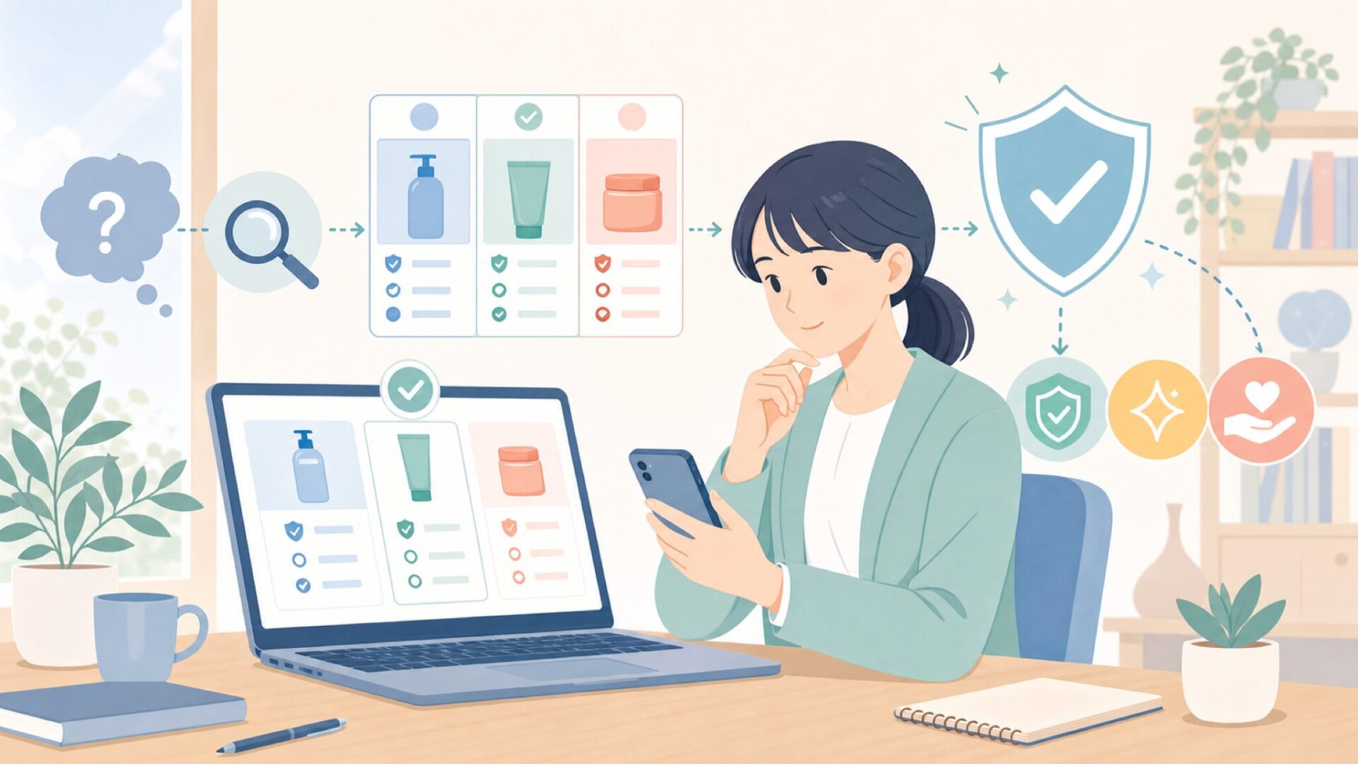 Feiyold商品の品質・安全性を見極めるポイントを表すイラスト
