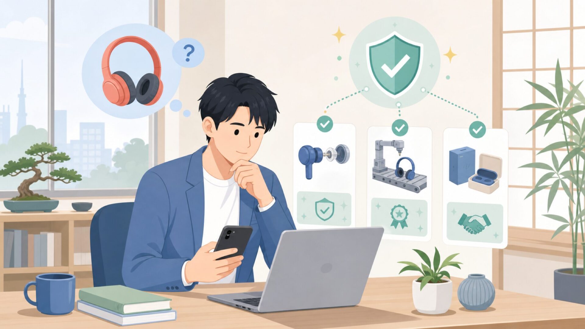中華ブランドWhizzerは信頼できる?品質を裏付ける3つの根拠を表すイラスト