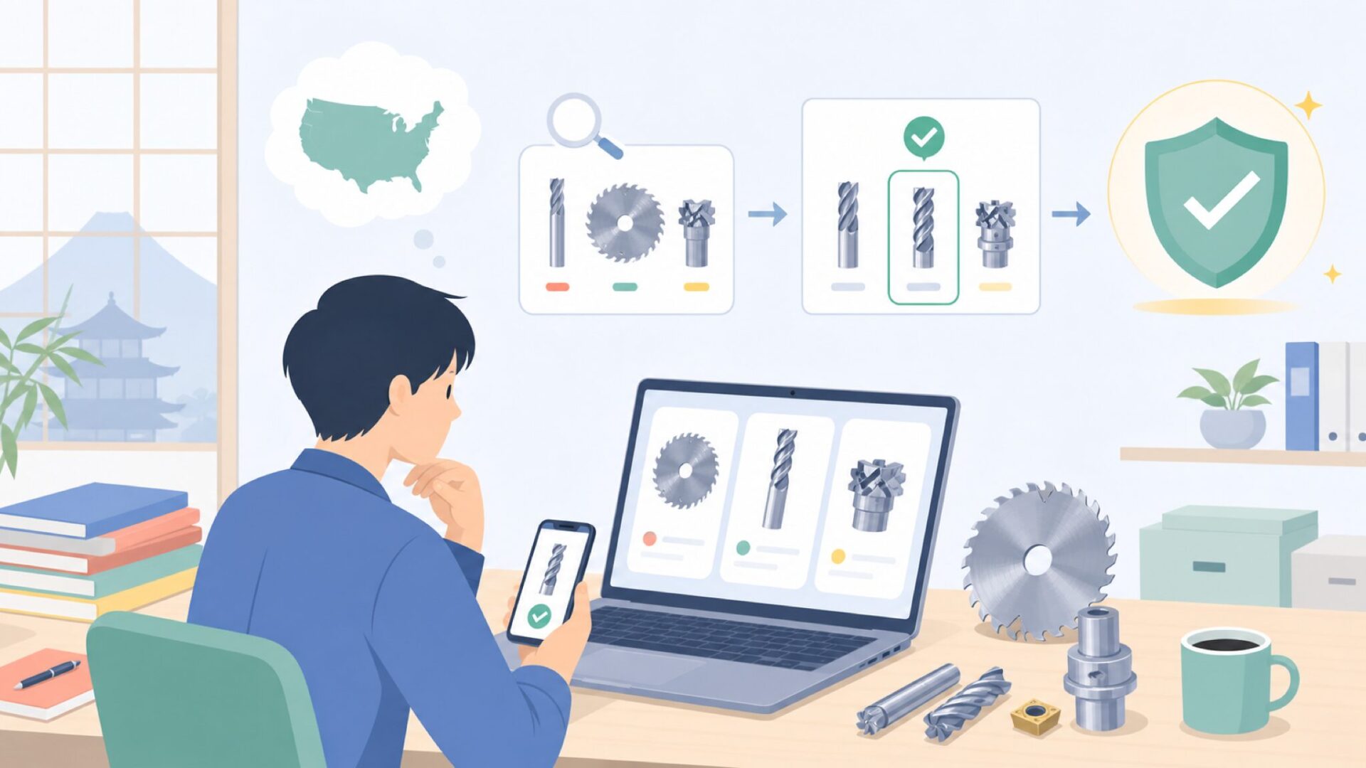 Lenox Tools(レノックス)はどこの国?アメリカ発の金属切断ブランドを表すイラスト