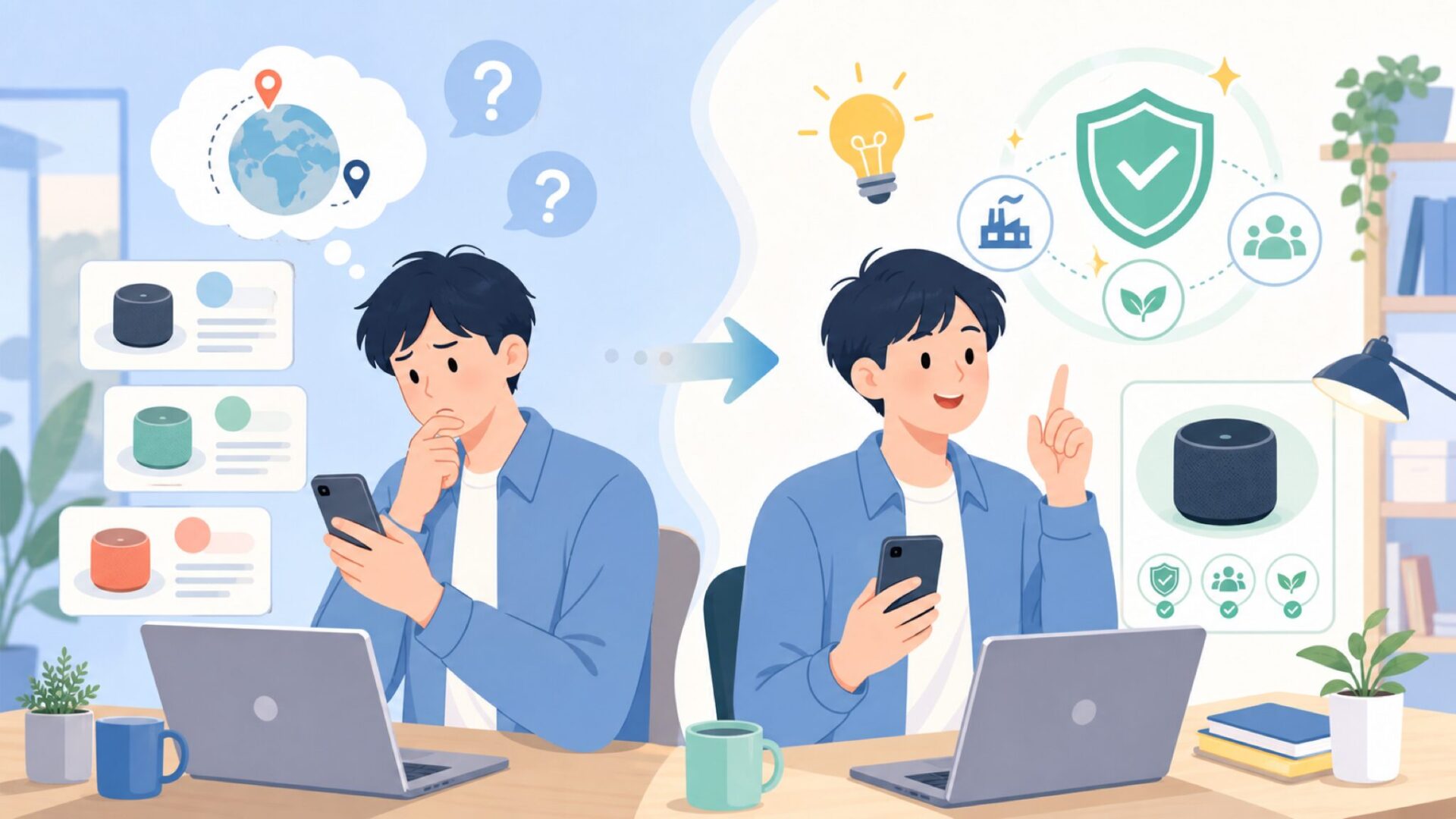 KUXIUはどこの国？結論と「中華系では」という不安への答えを表すイラスト