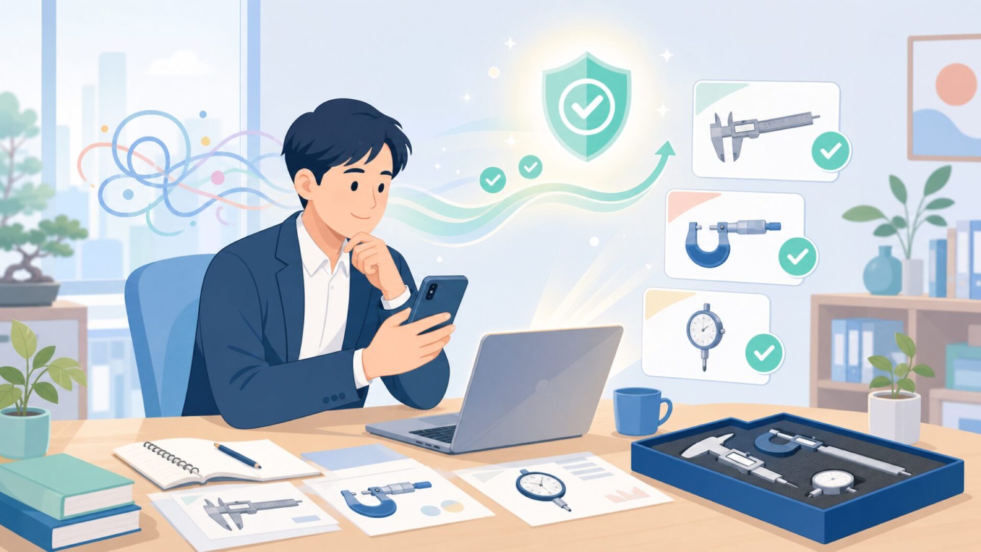 Brown & Sharpeはどこの国?答えはアメリカの精密測定メーカーを表すイラスト