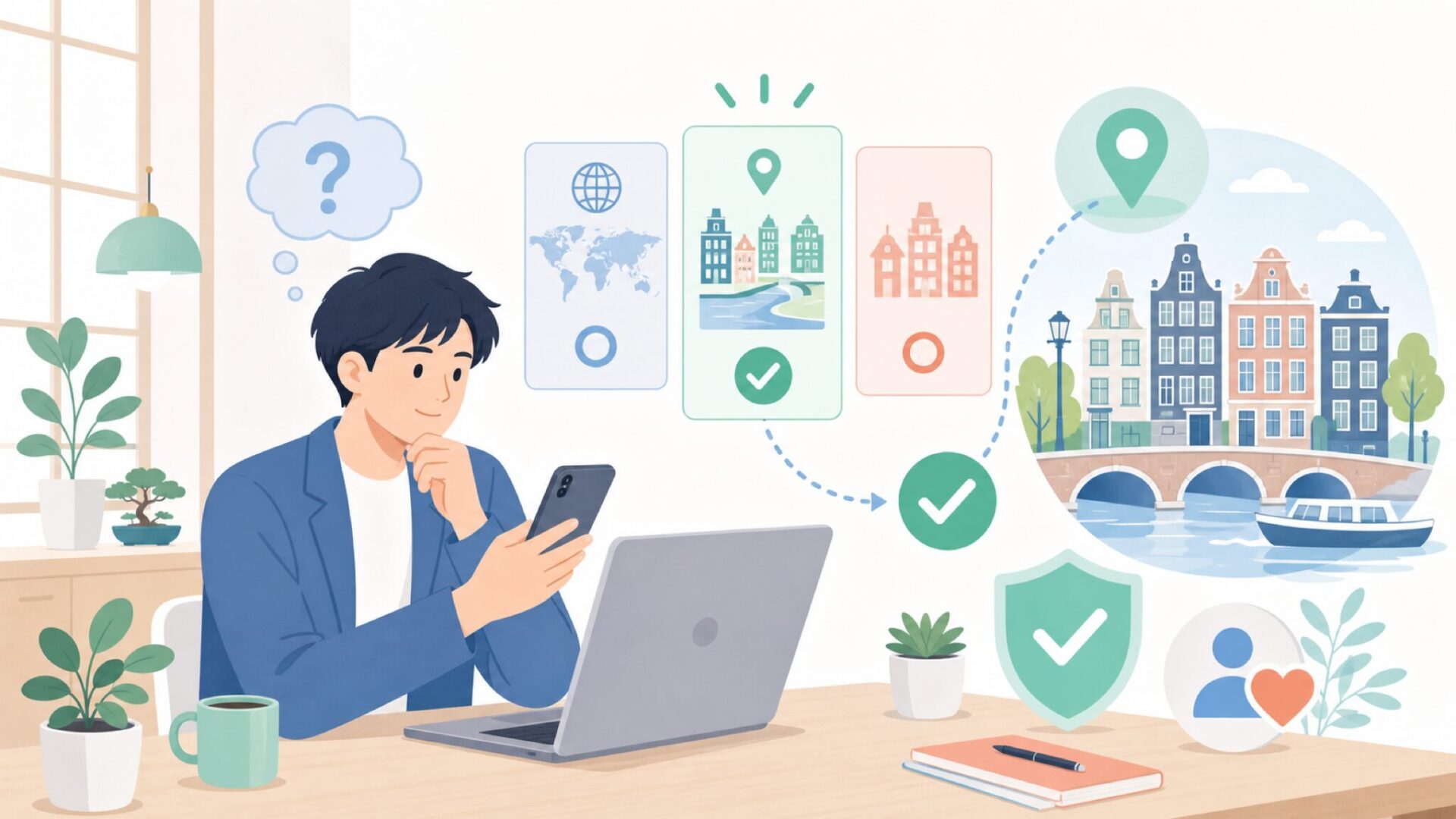 Adyenはどこの国の会社？結論はオランダ・アムステルダム発を表すイラスト
