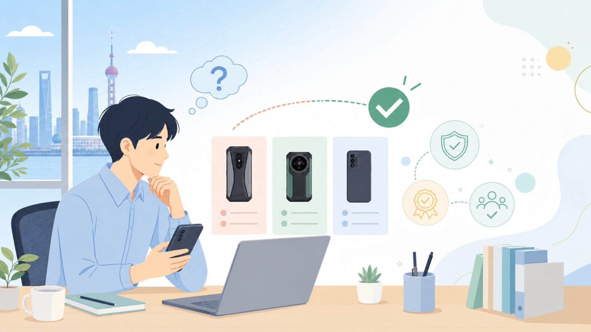 Unihertzはどこの国のメーカー？結論は中国・上海発のスマホブランドを表すイラスト