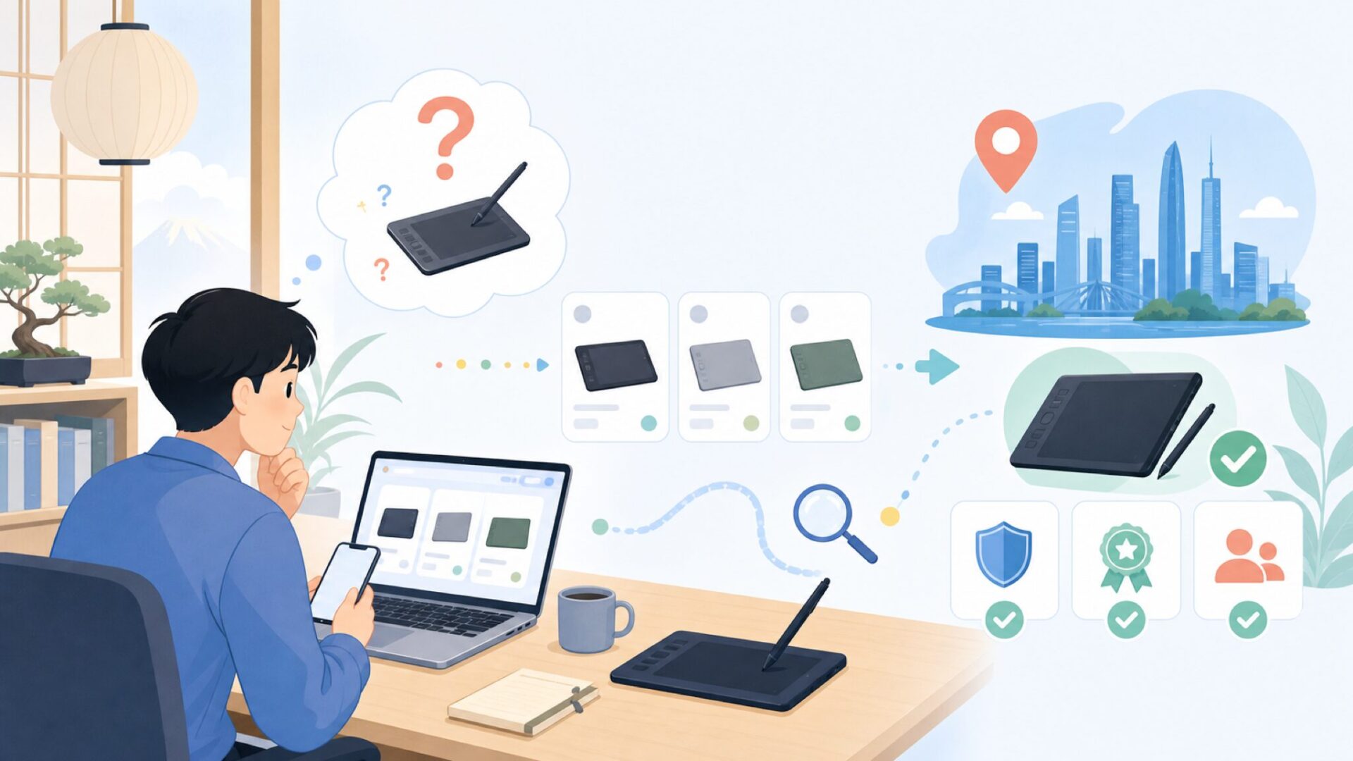 XPPenはどこの国？結論は中国・深圳を拠点とするペンタブ専業ブランドを表すイラスト
