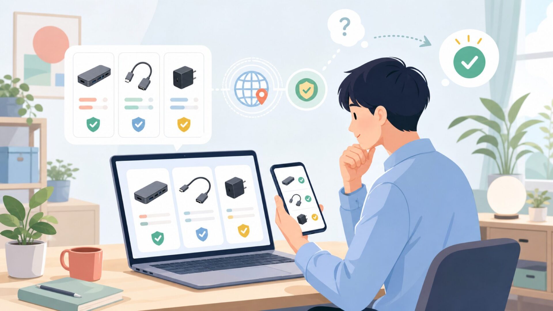 RayCueはどこの国の企業？中国・深圳発のPC周辺機器ブランドを表すイラスト