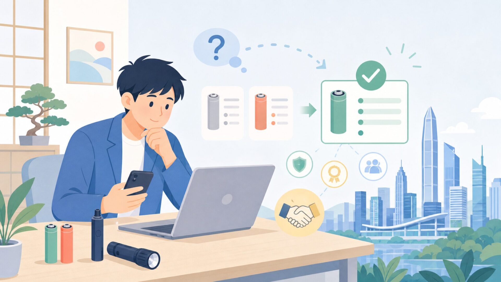 Vapcellはどこの国？──中国・深圳発の電池専門メーカーという答えを表すイラスト