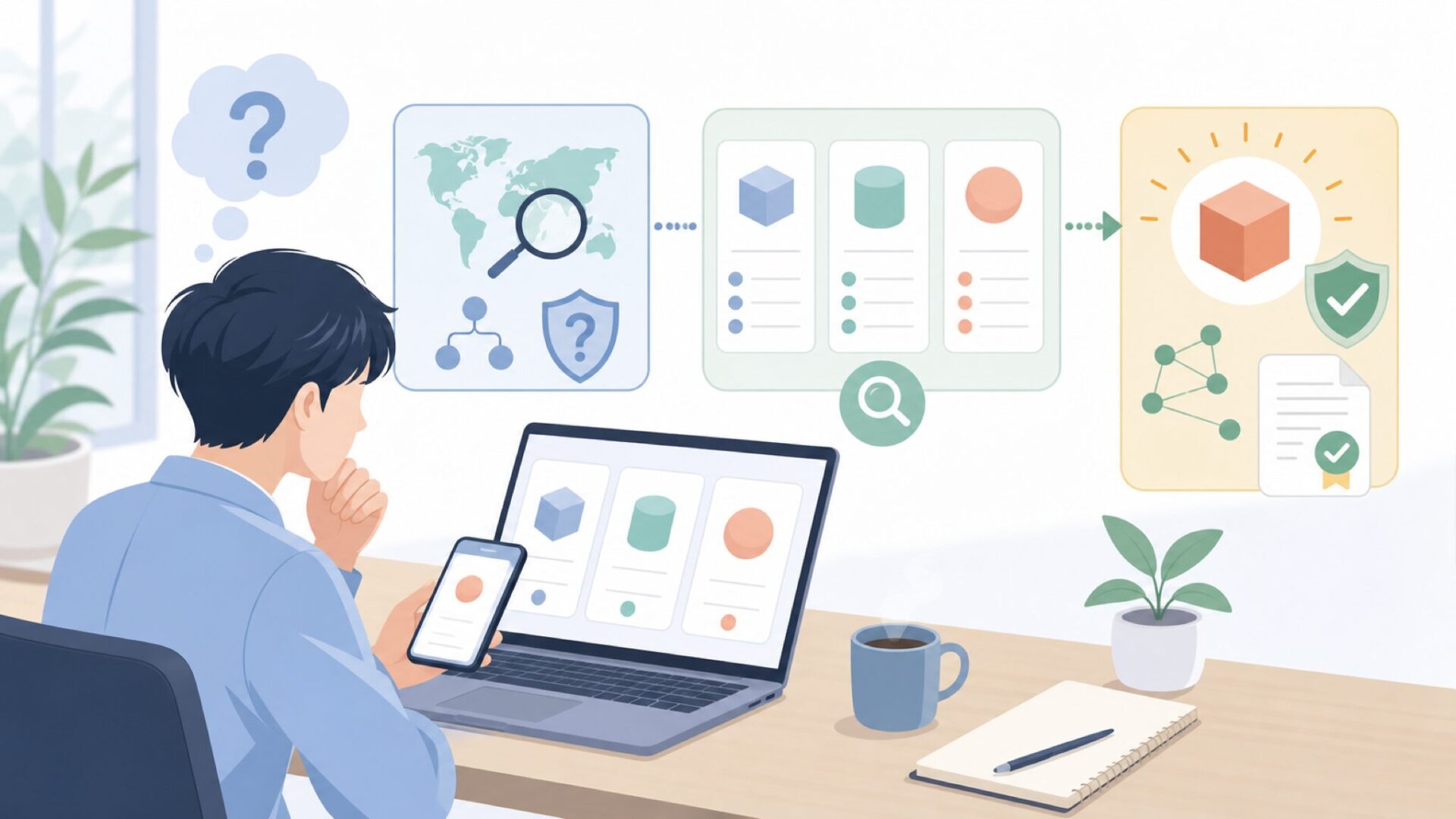 Thinkdiagを作っているのはどこの国のどんな会社かを表すイラスト