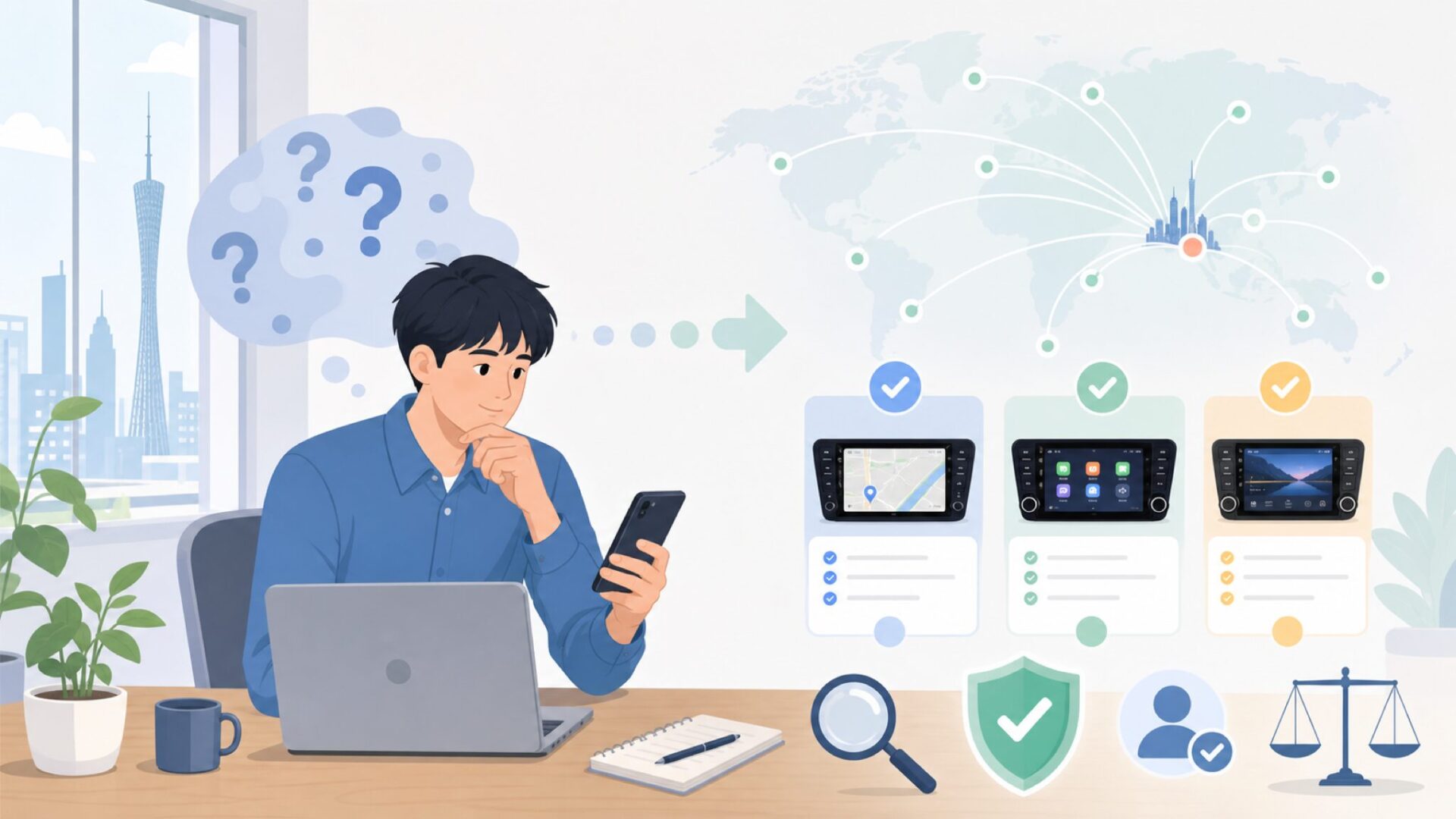 JOYINGとはどこの国のメーカーか——広州から世界へを表すイラスト
