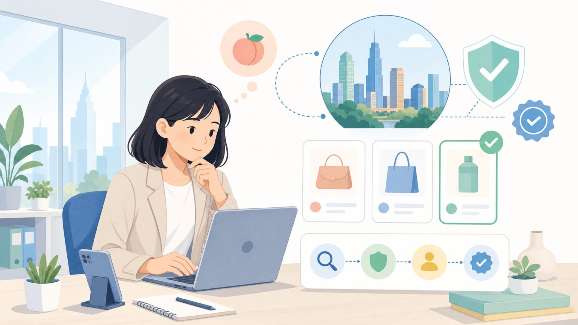 Peachtreeはどこの国？結論はアメリカ・ジョージア州アトランタを表すイラスト