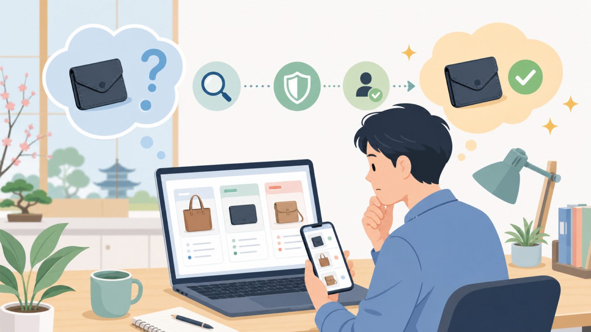 KomalCはインド発の本革レザーブランドを表すイラスト