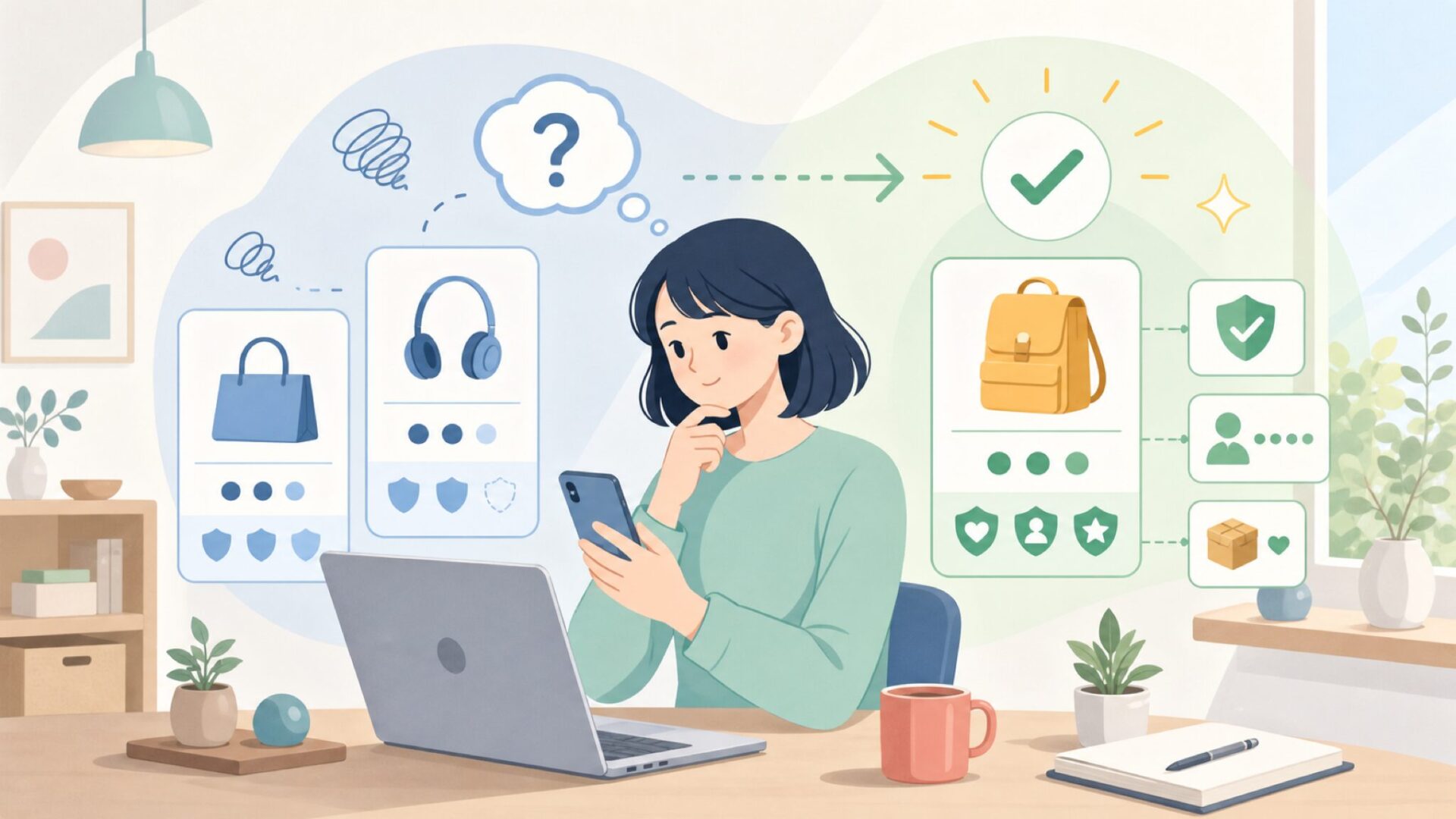 【結論先出し】YIEECは中国ブランド｜あなたは「買い」か「見送り」かを表すイラスト