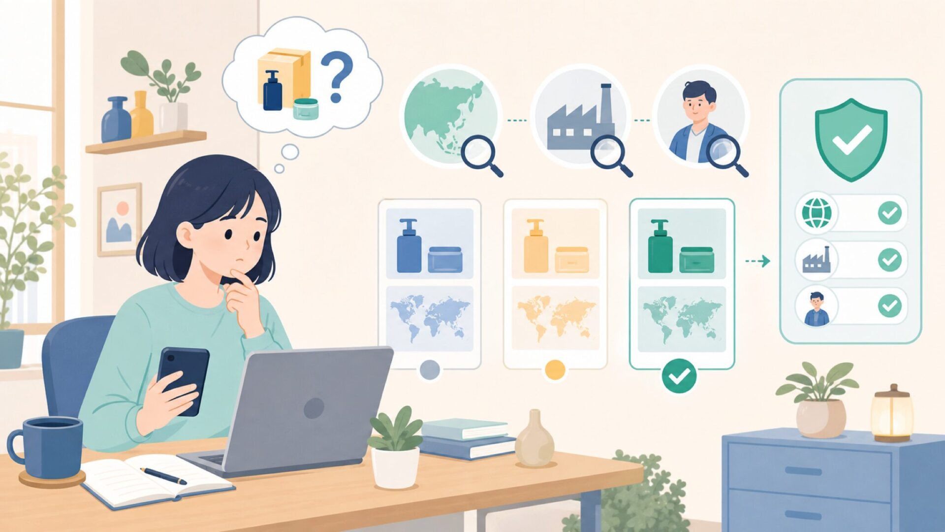 LOVAMEはどこの国のブランド？製造国と運営の実態を結論からを表すイラスト