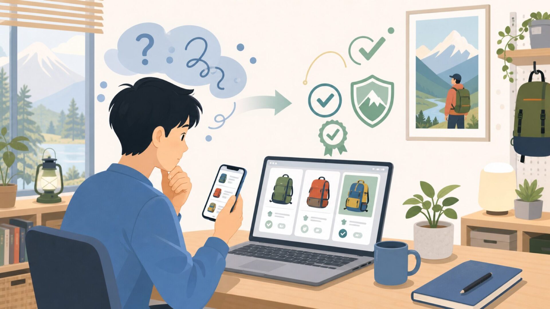 Topo Designsはアメリカ・コロラド州発のアウトドアブランドを表すイラスト