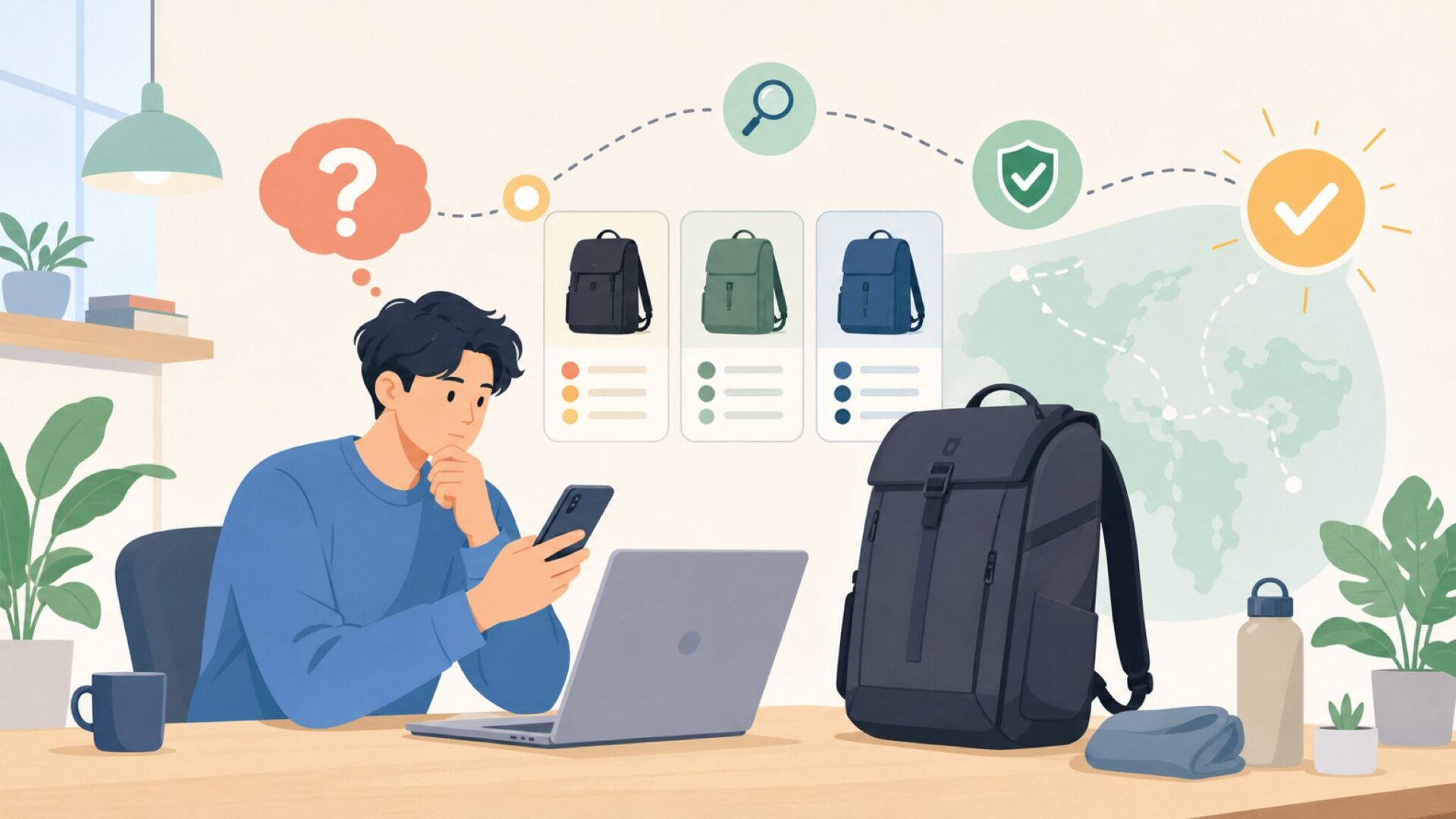Boundary Supplyはアメリカ発のバックパックブランドを表すイラスト