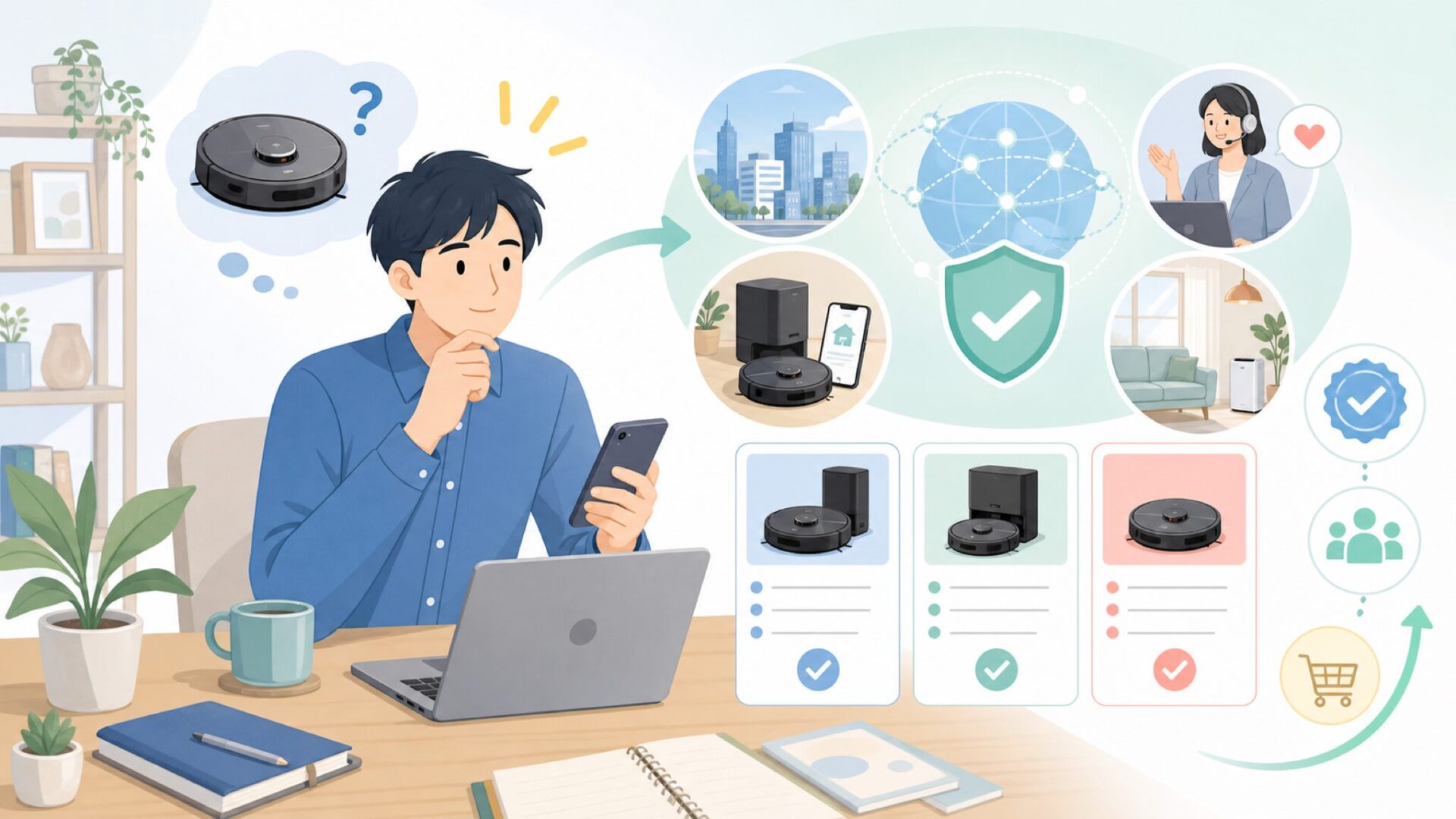 Roborockはどこの国のメーカー？まずは結論から知っておきたいを表すイラスト