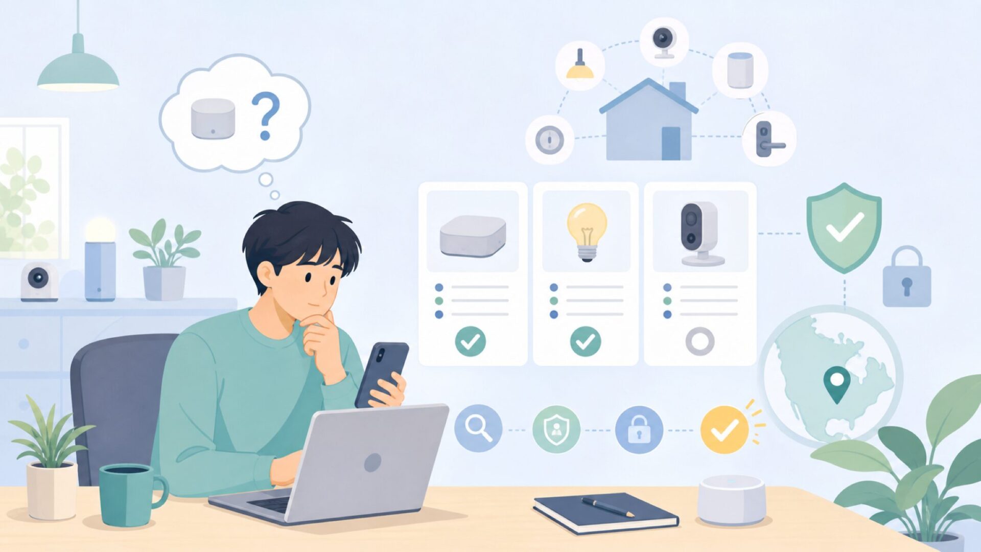 ONVISはアメリカに本社を置くスマートホームブランドを表すイラスト