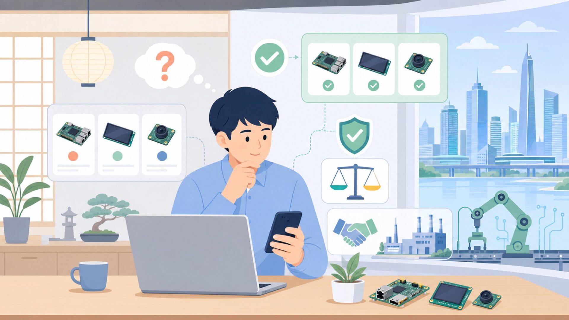 Waveshareはどこの国の会社?中国・深圳に拠点を置く電子機器メーカーを表すイラスト