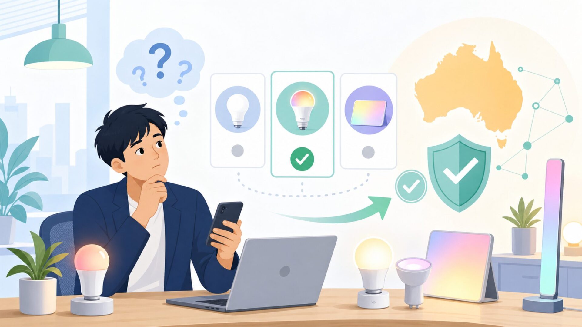 LIFXはどこの国のブランド？オーストラリア生まれのスマート照明を表すイラスト
