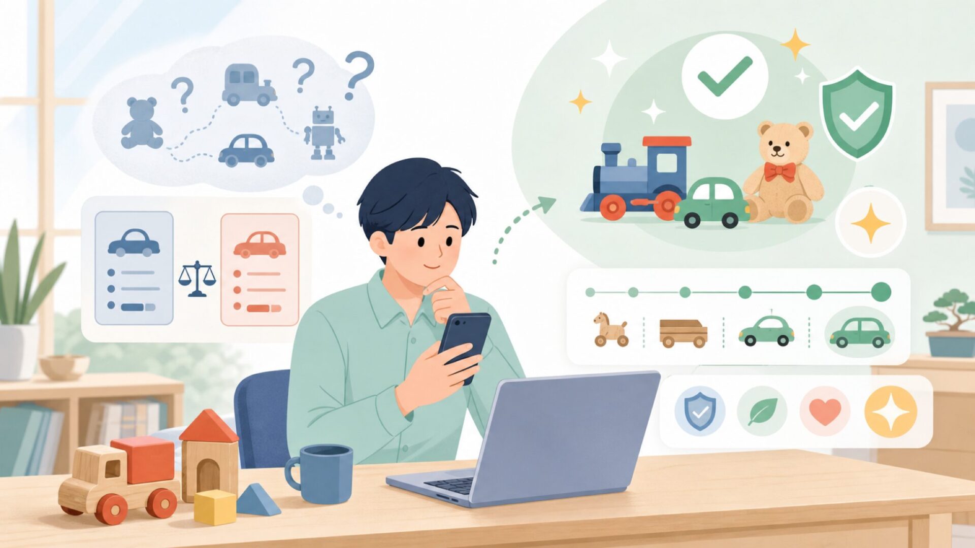 Bruder おもちゃはどこの国？——ドイツ生まれ、半世紀を超える名門の歴史を表すイラスト
