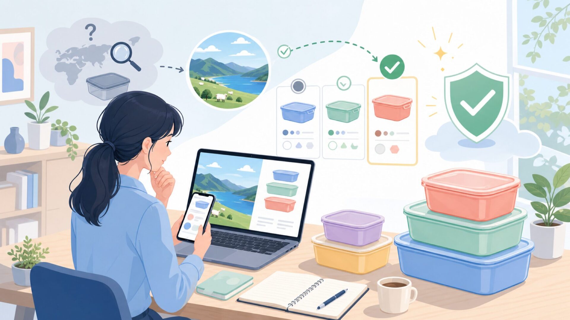 Sistema保存容器はニュージーランド生まれのブランドを表すイラスト