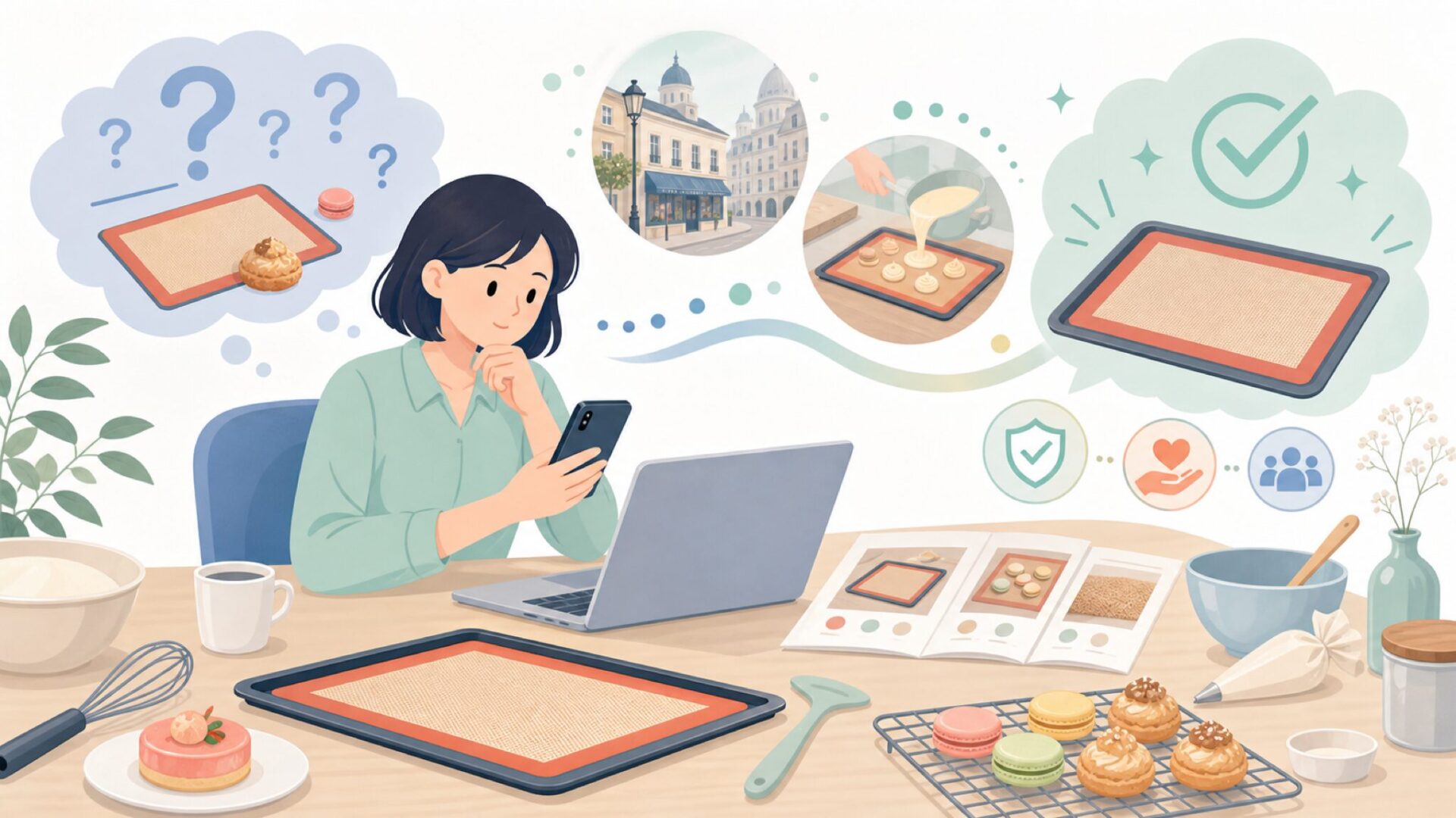 シルパット（Silpat）はフランス・ドゥマール社が生んだ製菓道具の革命を表すイラスト