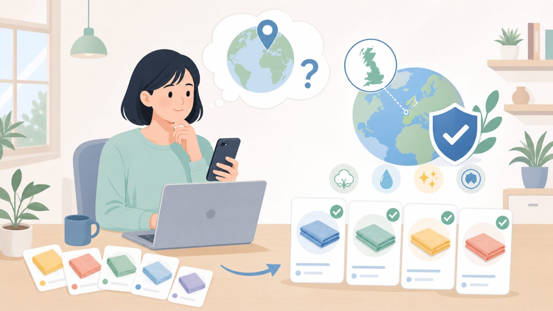 E-Clothはどこの国のブランド？イギリス発のクロス専門メーカーを表すイラスト