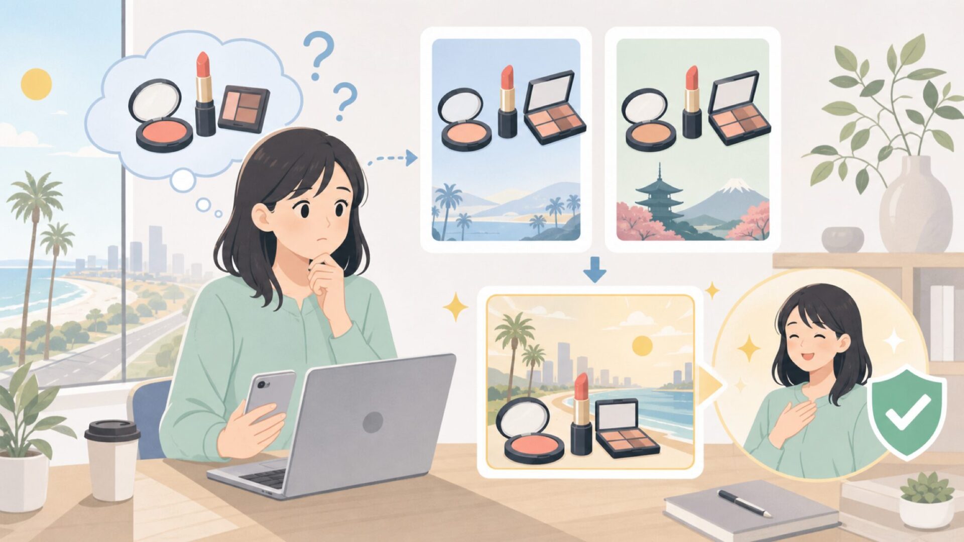 L.A. Girlはアメリカ・カリフォルニア州生まれのコスメブランドを表すイラスト
